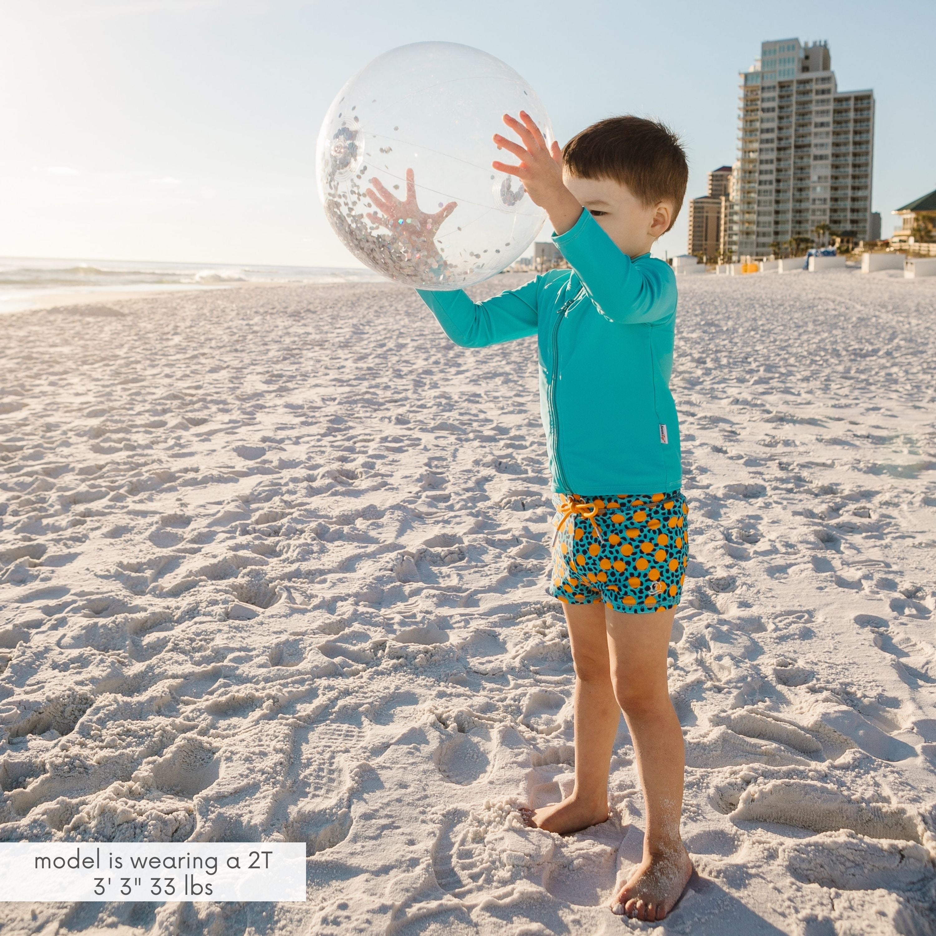 Kids Euro Swim Shorties | "Geo Party"-SwimZip UPF 50+ Sun Protective Swimwear & UV Zipper Rash Guards-pos2