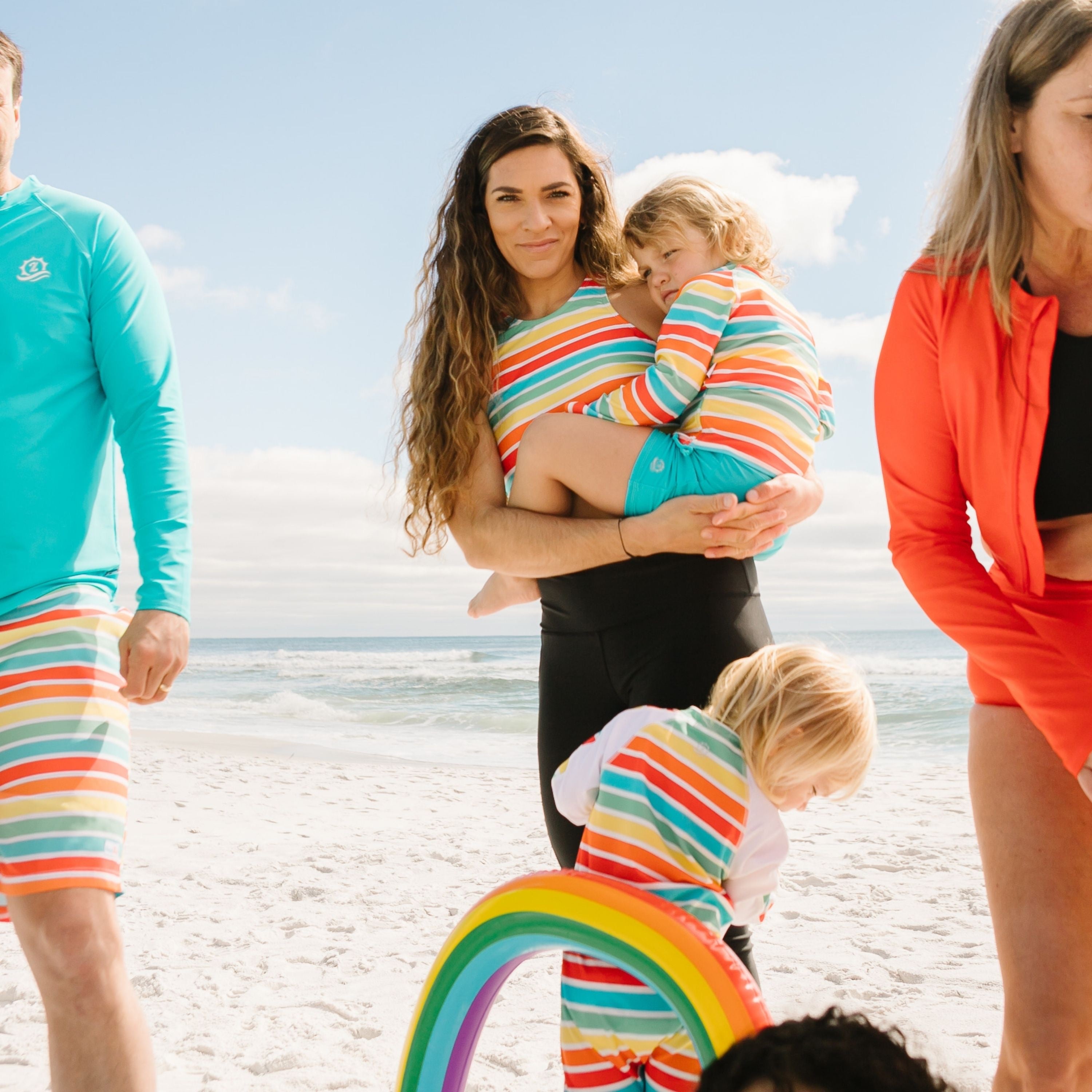 Girls Long Sleeve Rash Guard + Tankini Shorts Set (3 Piece) | "Rainbow"-SwimZip UPF 50+ Sun Protective Swimwear & UV Zipper Rash Guards-pos7