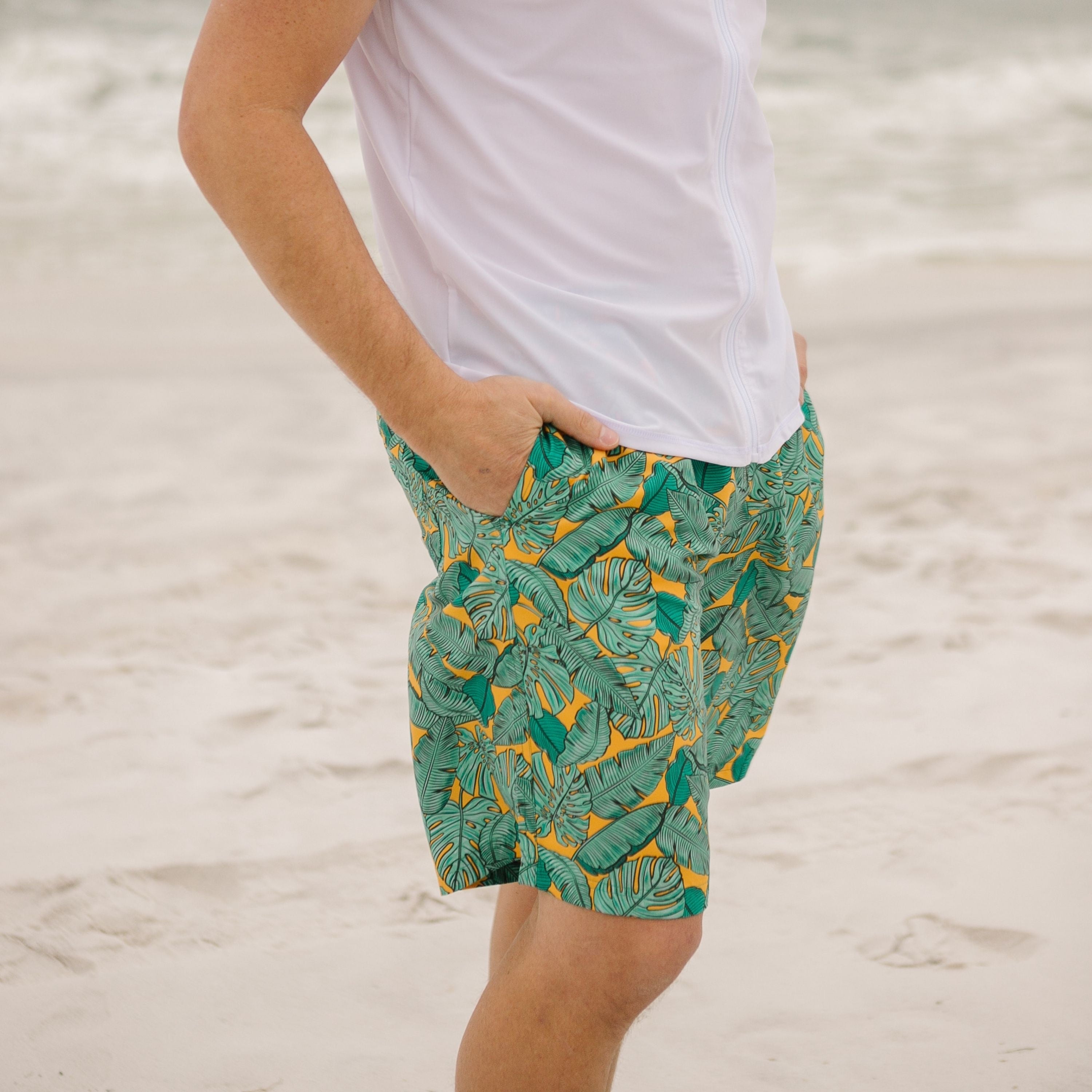 Men's 8" Swim Trunks Boxer Brief Liner | "The Tropics"-SwimZip UPF 50+ Sun Protective Swimwear & UV Zipper Rash Guards-pos3