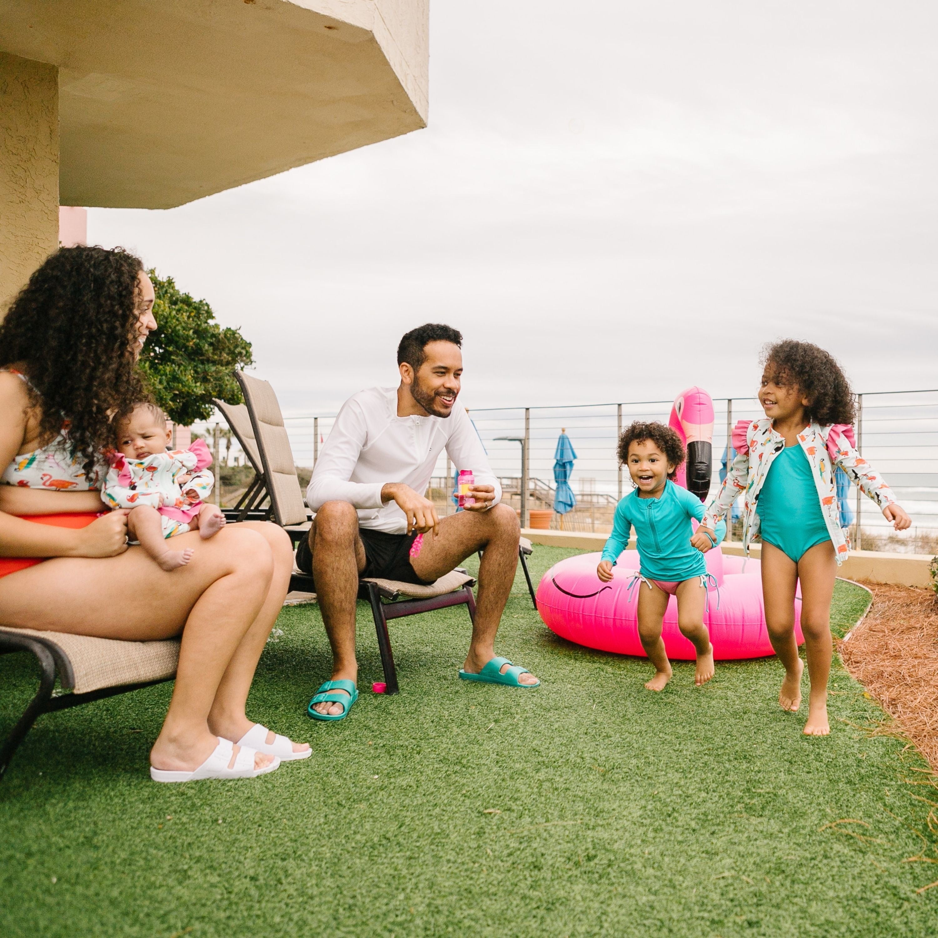 Girls Ruffle One-Piece Swimsuit | "Too Sweet" Scuba Blue-SwimZip UPF 50+ Sun Protective Swimwear & UV Zipper Rash Guards-pos10