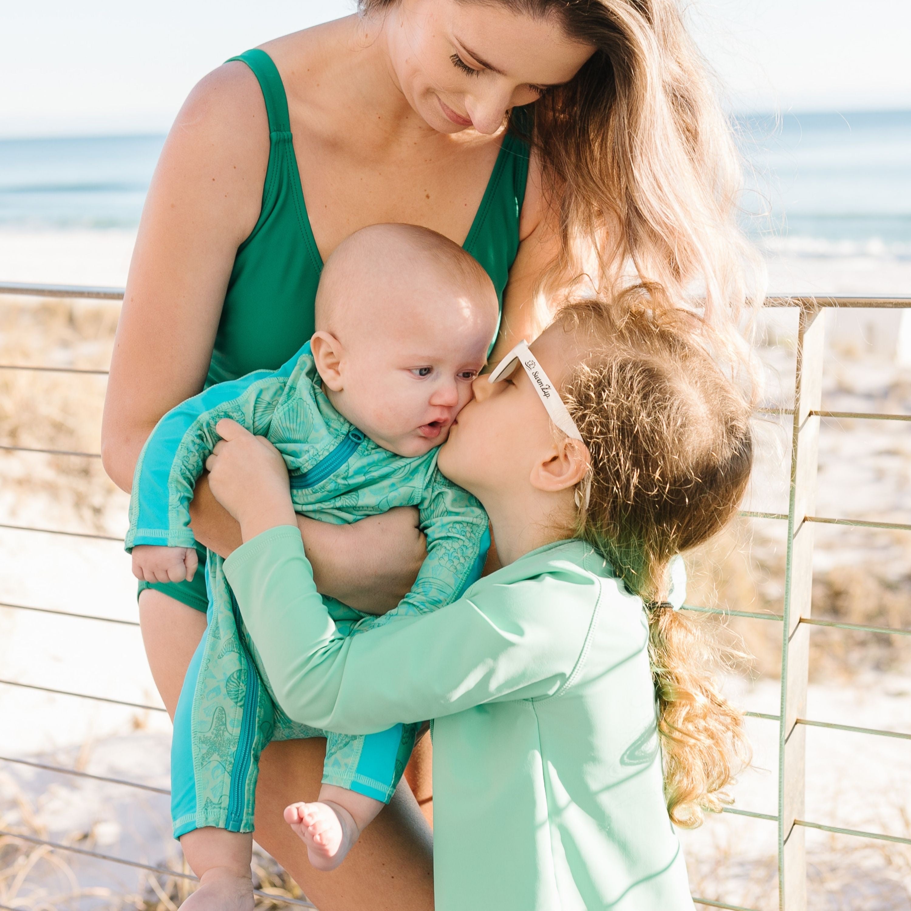 Sunsuit - Long Sleeve Romper Swimsuit | "Seashell"-SwimZip UPF 50+ Sun Protective Swimwear & UV Zipper Rash Guards-pos2