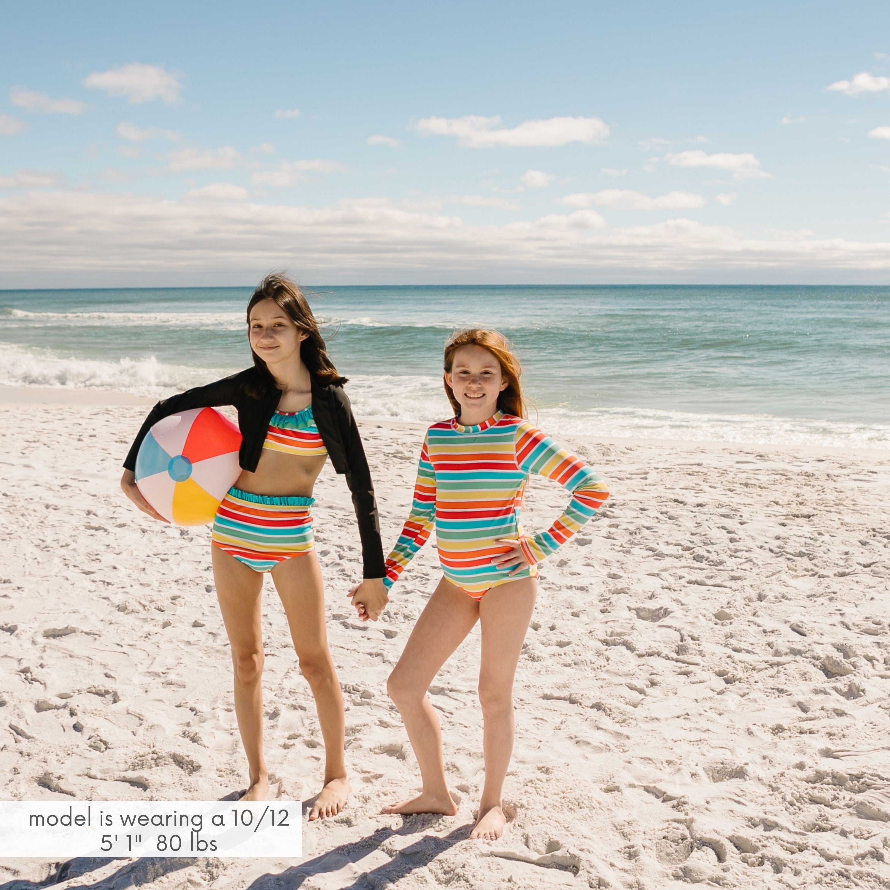 Girls Long Sleeve Crop Rash Guard | "Black"-SwimZip UPF 50+ Sun Protective Swimwear & UV Zipper Rash Guards-pos2