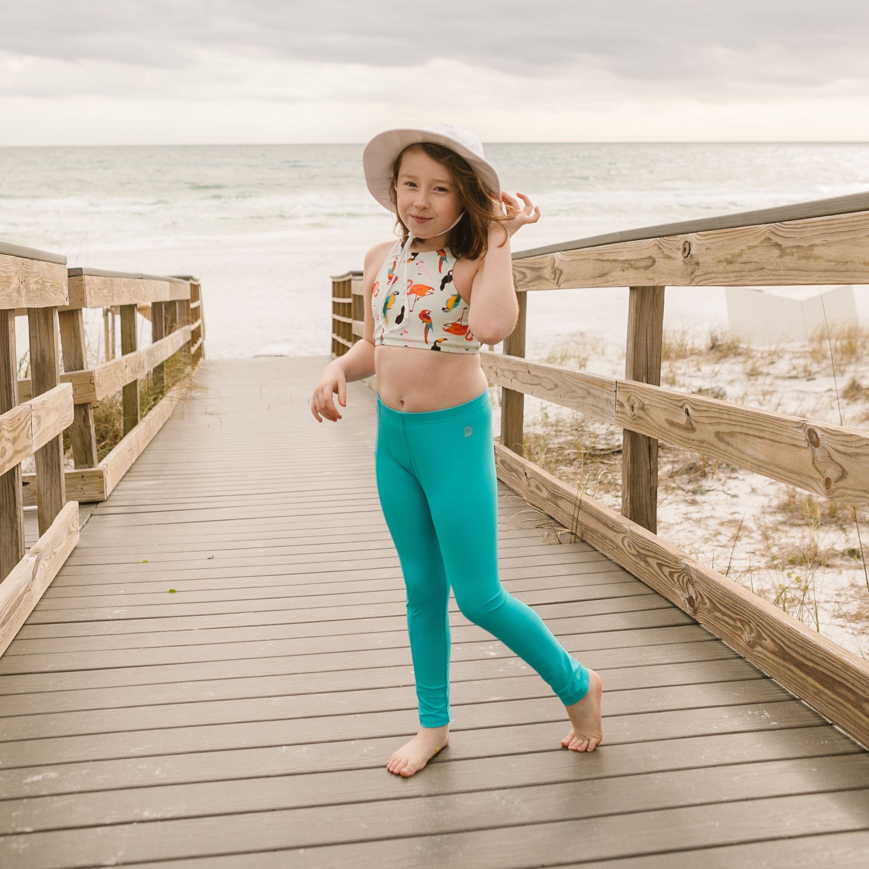 Girls Halter Top Bikini Set (2 Piece) | "Tropical Birds"-SwimZip UPF 50+ Sun Protective Swimwear & UV Zipper Rash Guards-pos7