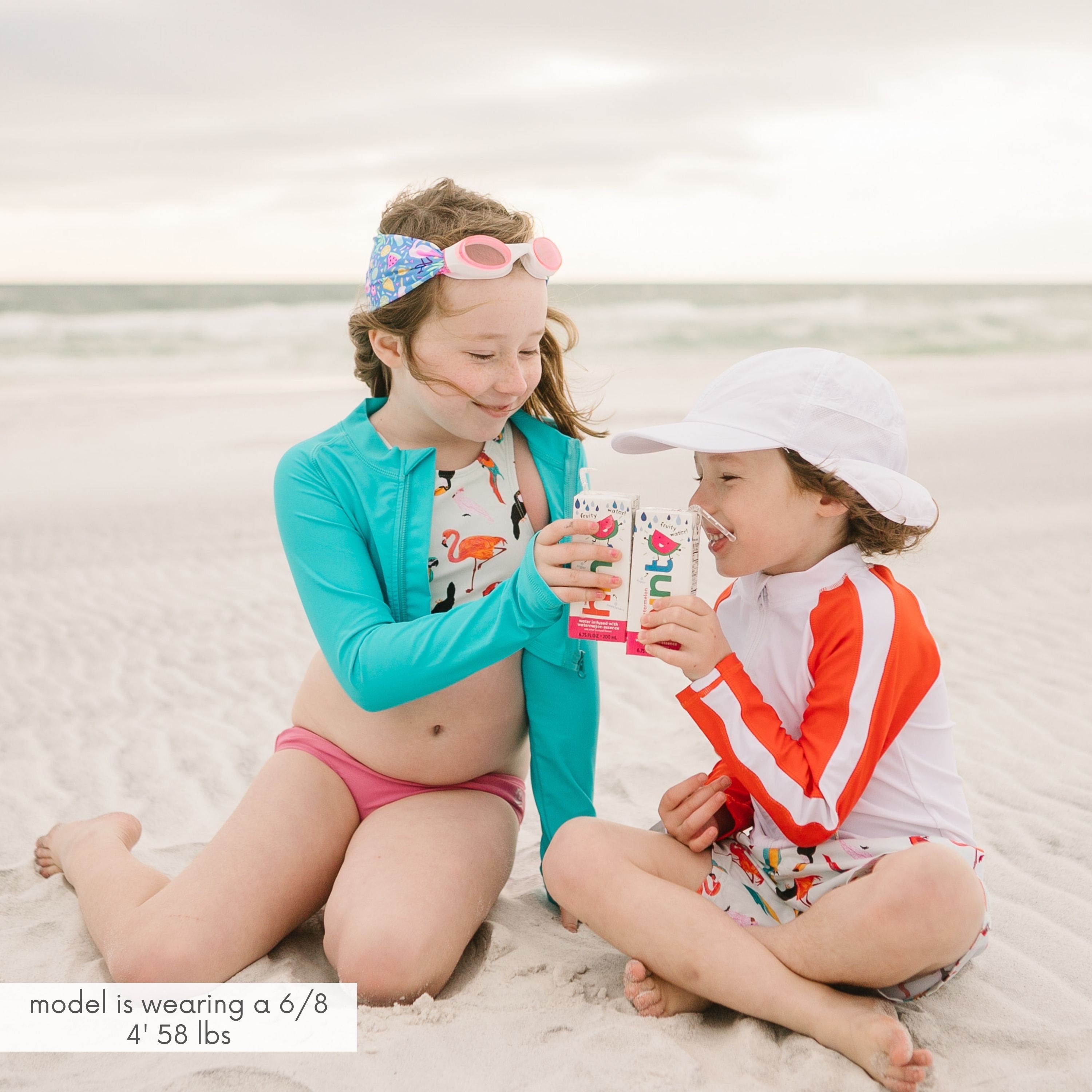 Girls Long Sleeve Crop Rash Guard | "Scuba Blue"-SwimZip UPF 50+ Sun Protective Swimwear & UV Zipper Rash Guards-pos2