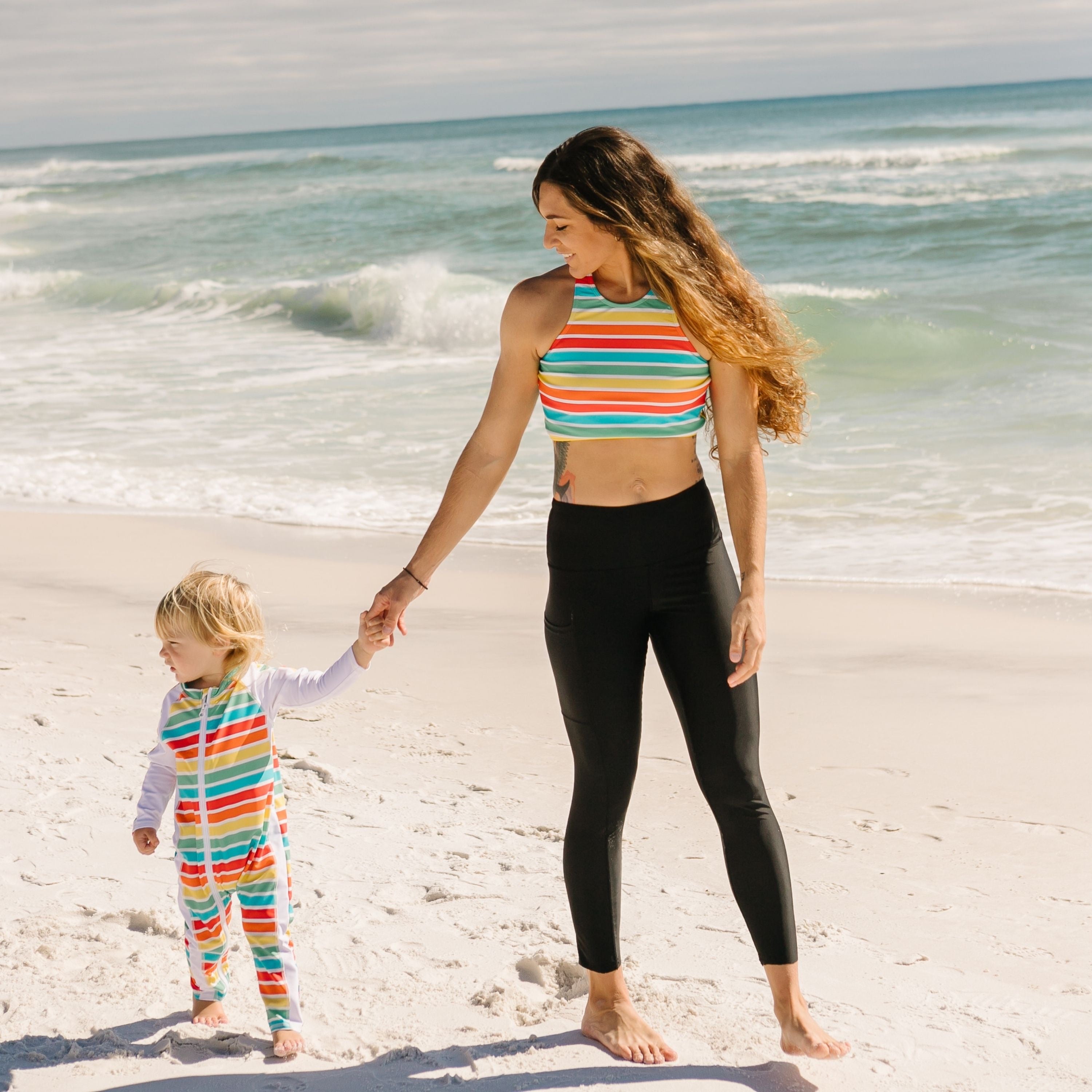 Sunsuit - Long Sleeve Romper Swimsuit | "Rainbow"-SwimZip UPF 50+ Sun Protective Swimwear & UV Zipper Rash Guards-pos7