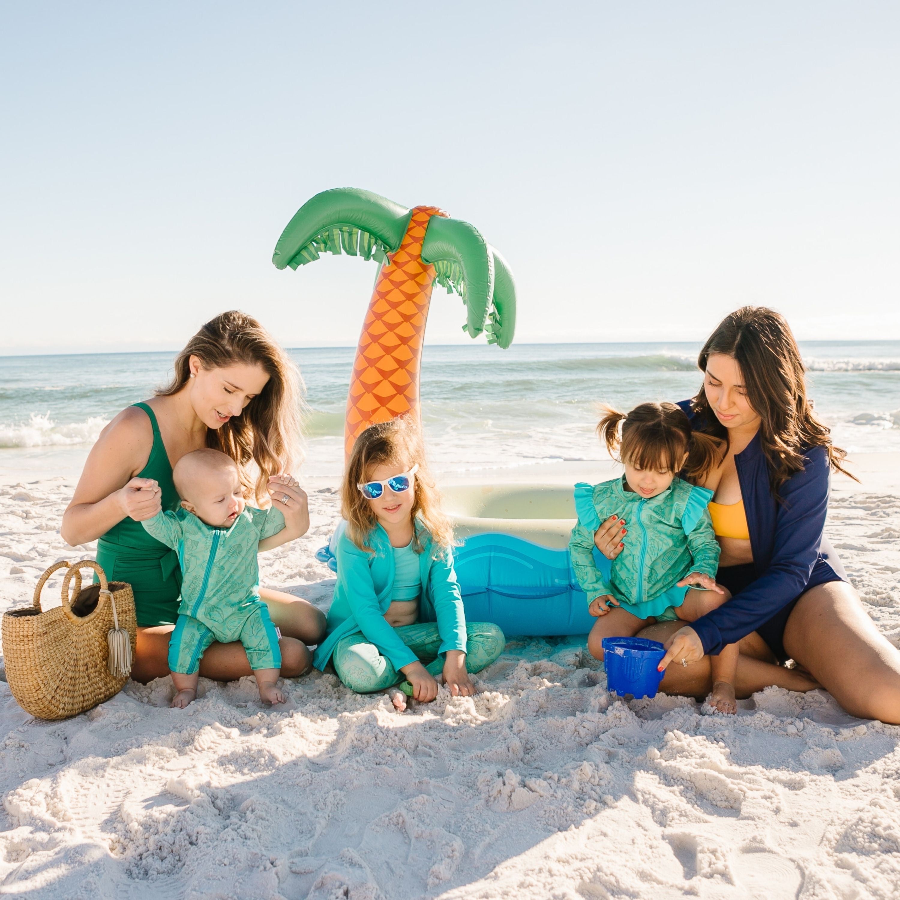 Girls Long Sleeve Rash Guard Ruffle Bottom Swimsuit Set (2 Piece) | "Seashell"-SwimZip UPF 50+ Sun Protective Swimwear & UV Zipper Rash Guards-pos7
