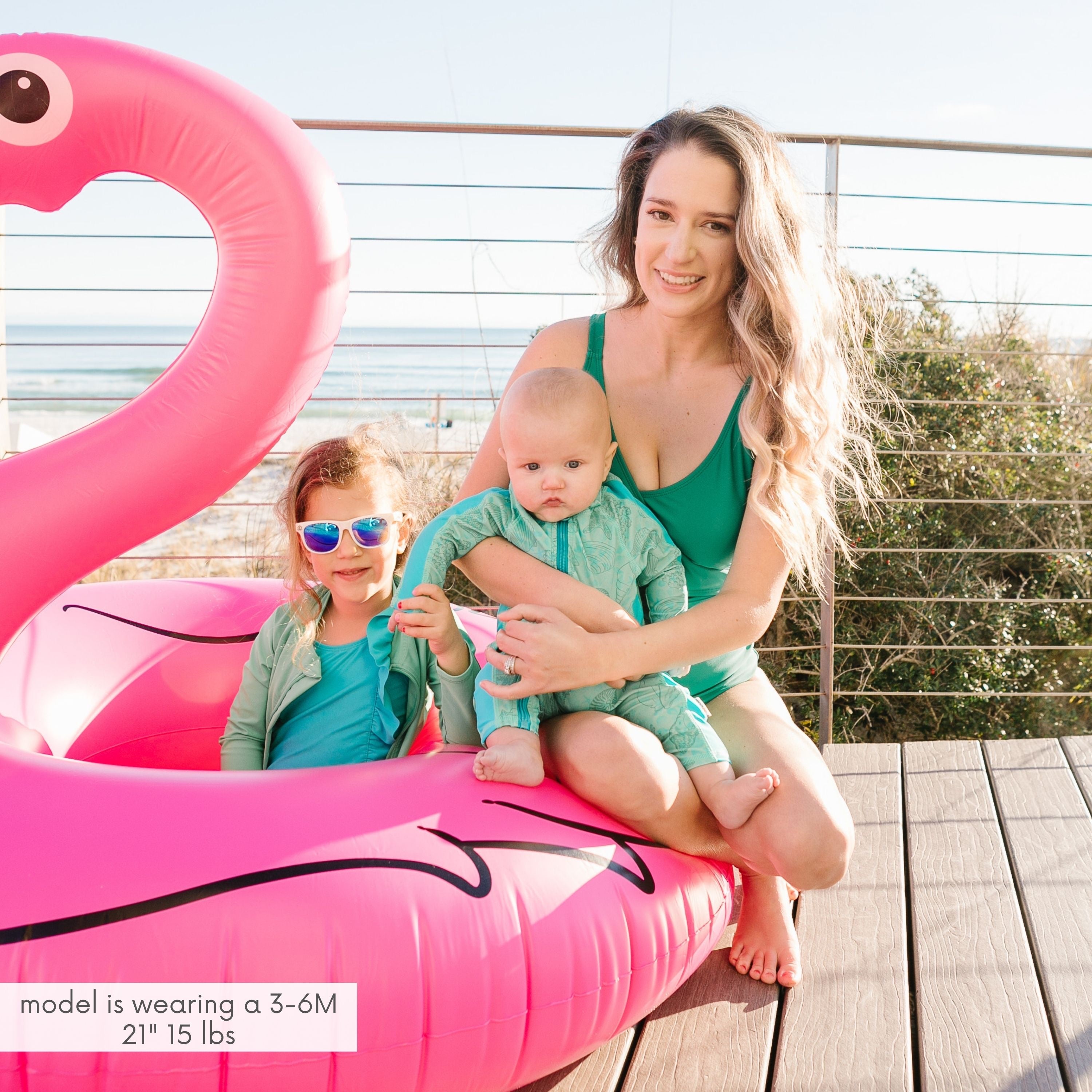 Sunsuit - Long Sleeve Romper Swimsuit | "Seashell"-SwimZip UPF 50+ Sun Protective Swimwear & UV Zipper Rash Guards-pos3