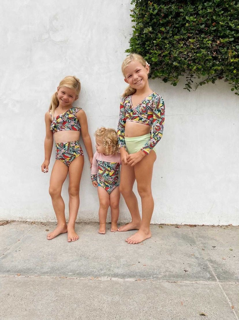 Girls Long Sleeve Swim Wrap Top - "Butterfly Love"-SwimZip UPF 50+ Sun Protective Swimwear & UV Zipper Rash Guards-pos4