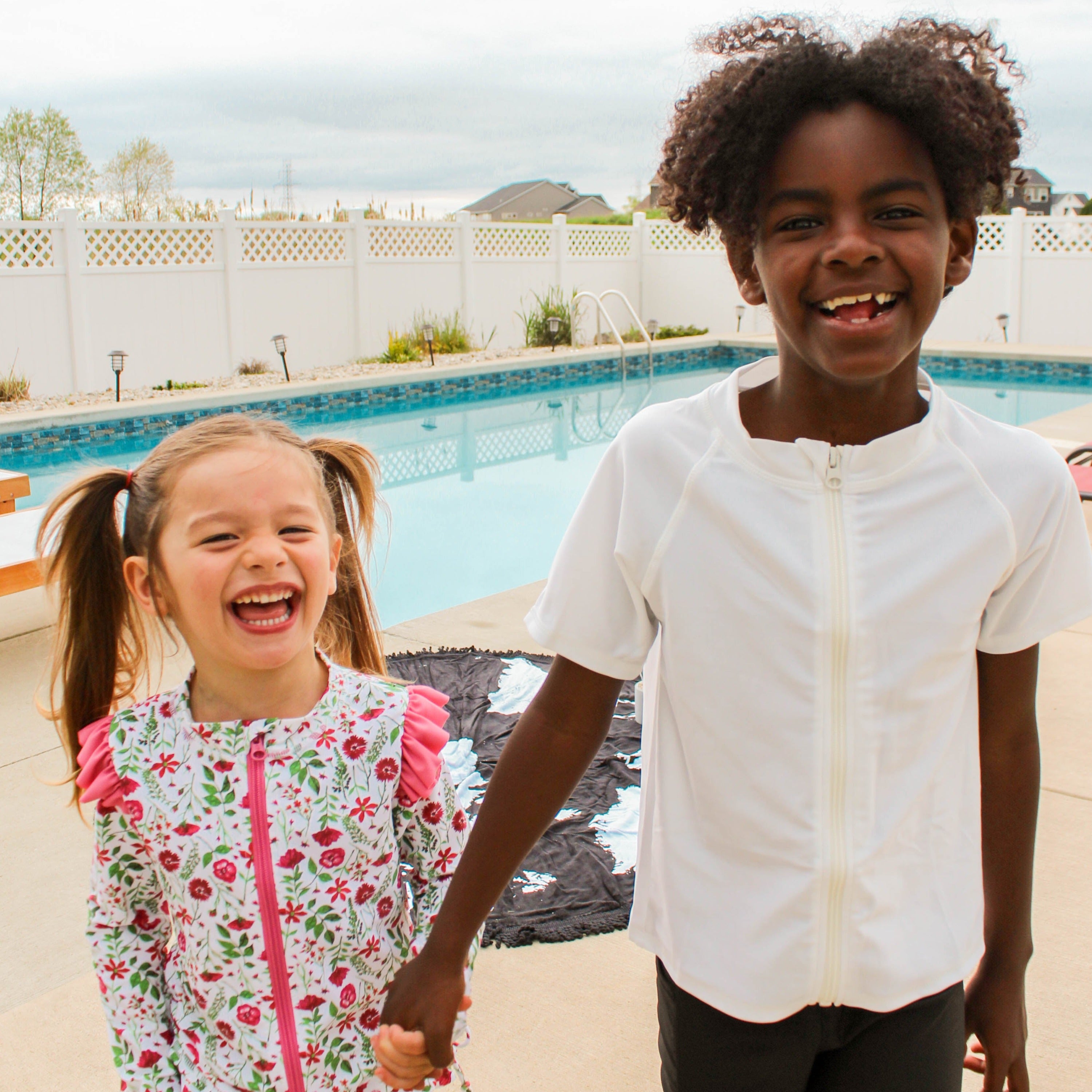 Kids Short Sleeve Zipper Rash Guard Swim Shirt | “White”-SwimZip UPF 50+ Sun Protective Swimwear & UV Zipper Rash Guards-pos9