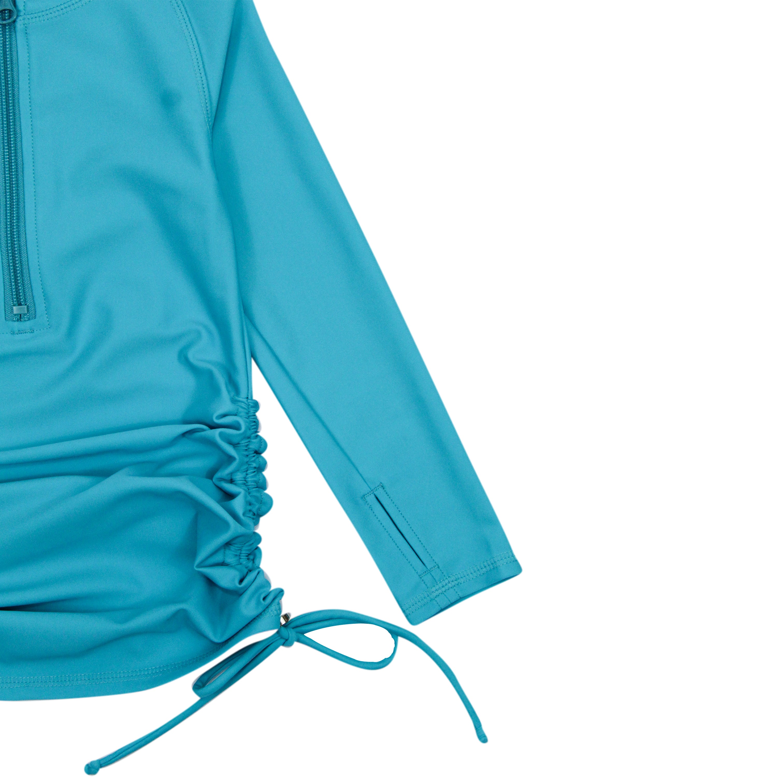 Girls Long Sleeve Swim Dress Cover Up | "Scuba Blue"-SwimZip UPF 50+ Sun Protective Swimwear & UV Zipper Rash Guards-pos15