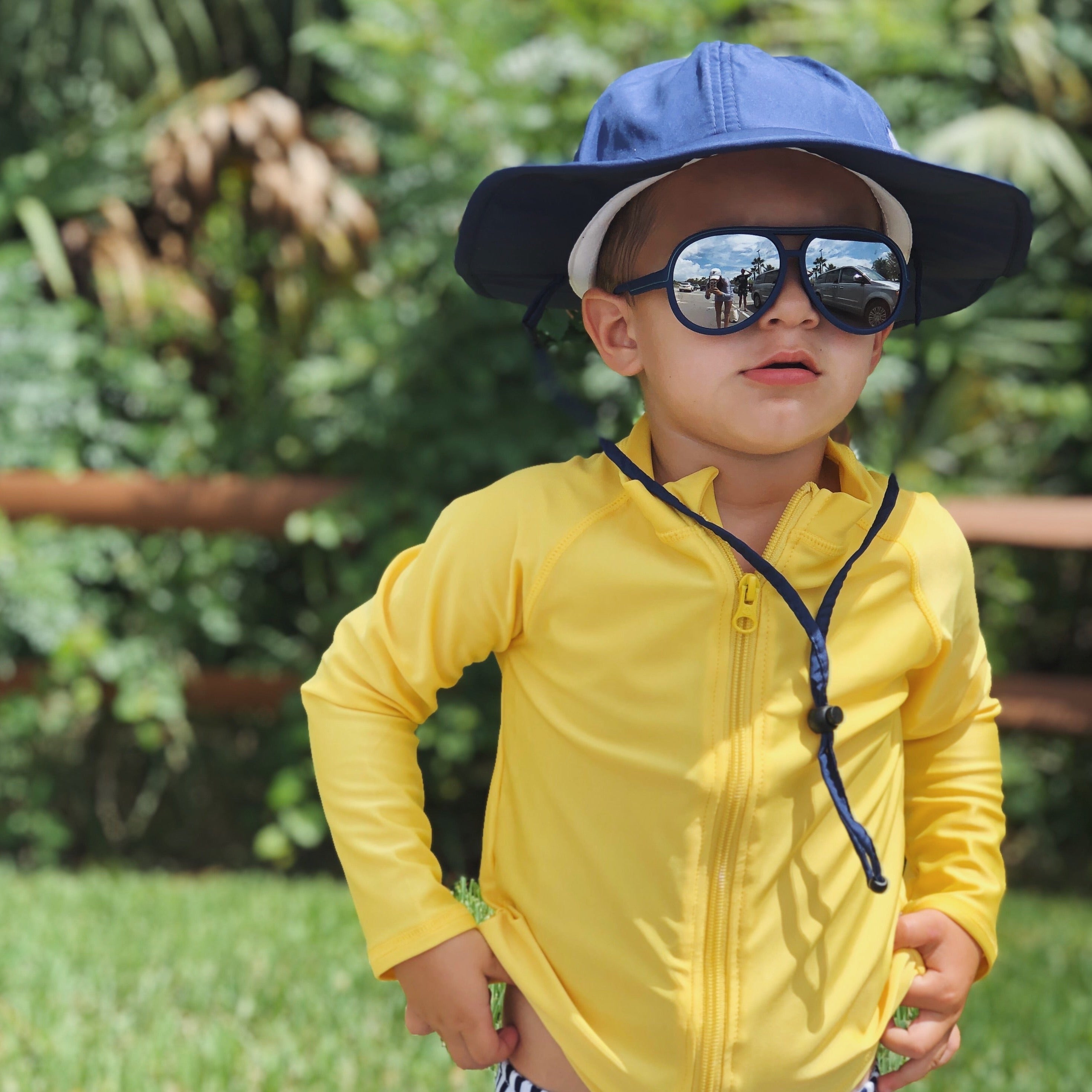 Kids UPF 50+ Long Sleeve Zipper Rash Guard Swim Shirt | "Yellow"-SwimZip UPF 50+ Sun Protective Swimwear & UV Zipper Rash Guards-pos3