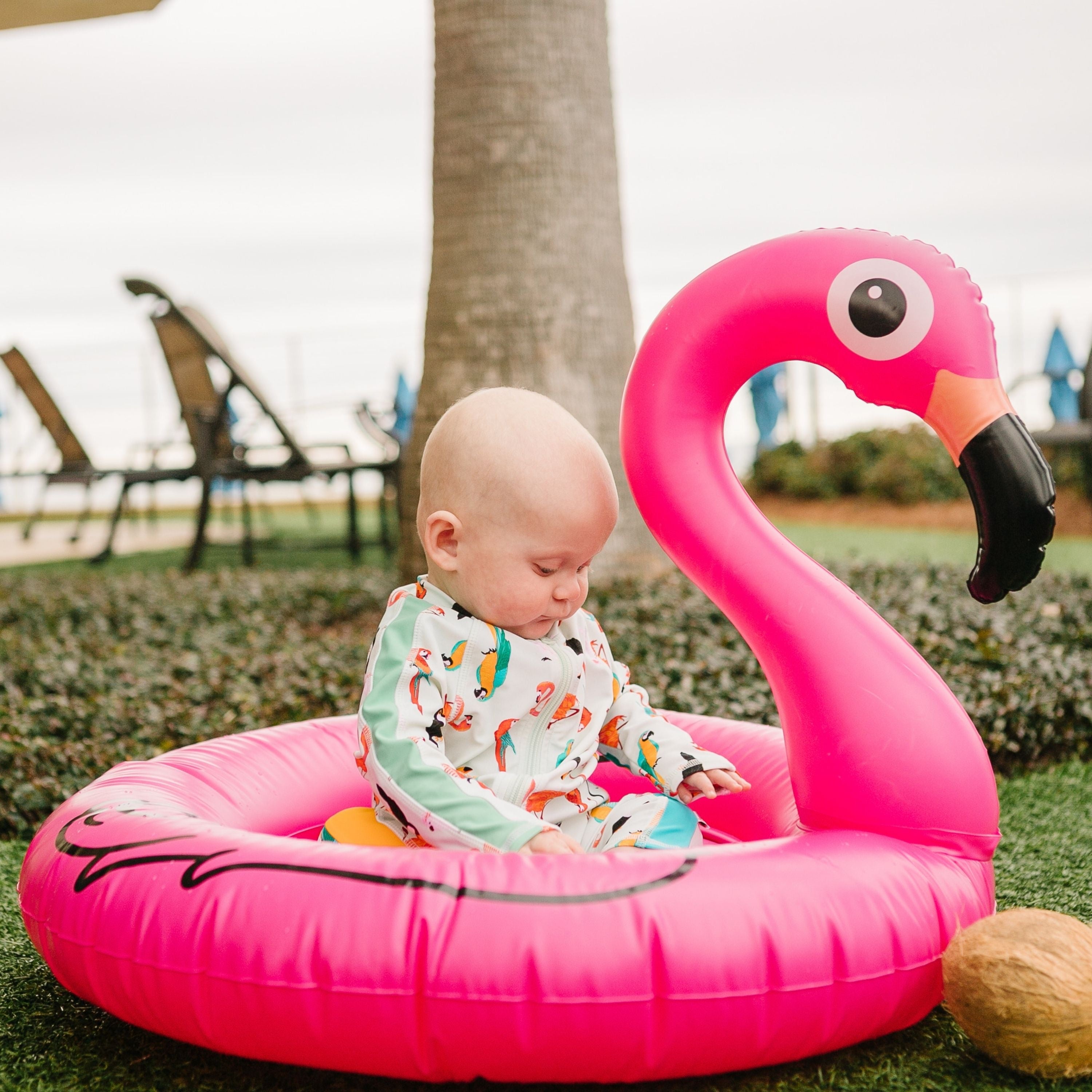 Sunsuit - Long Sleeve Romper Swimsuit | "Tropical Birds"-SwimZip UPF 50+ Sun Protective Swimwear & UV Zipper Rash Guards-pos7