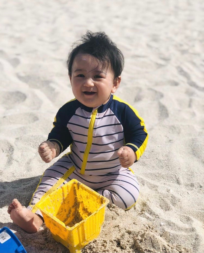 Sunsuit - Long Sleeve Romper Swimsuit | "Hampton’s Getaway"-SwimZip UPF 50+ Sun Protective Swimwear & UV Zipper Rash Guards-pos3