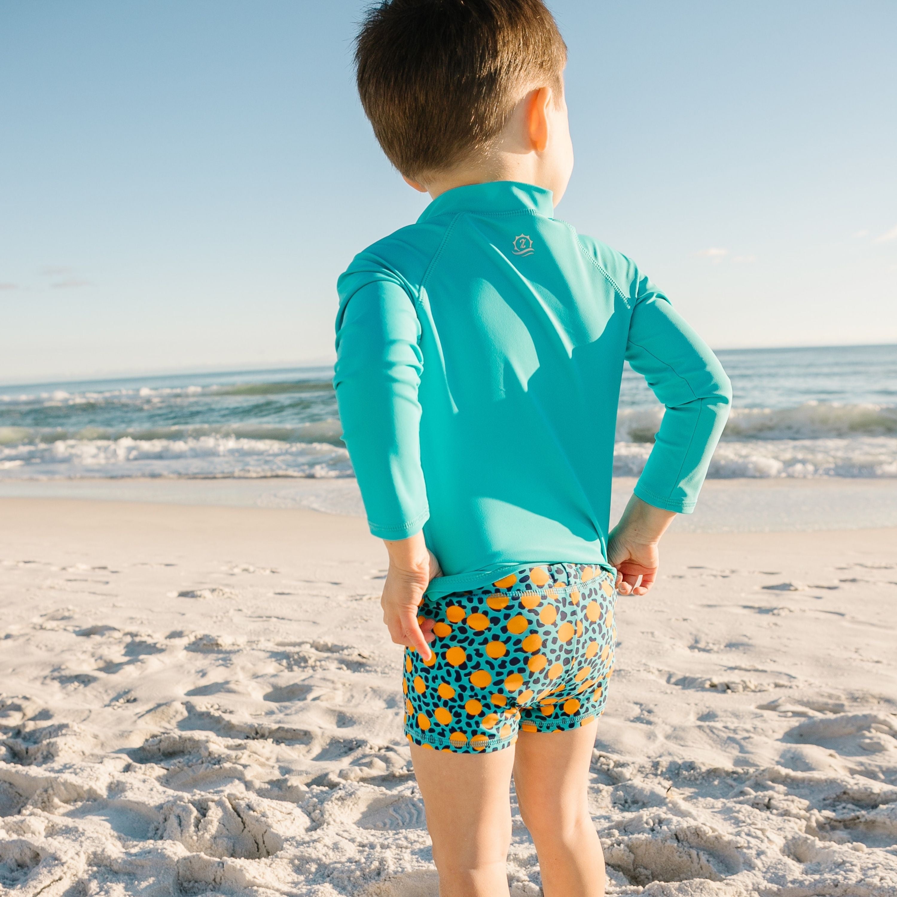 Kids Euro Swim Shorties | "Geo Party"-SwimZip UPF 50+ Sun Protective Swimwear & UV Zipper Rash Guards-pos3