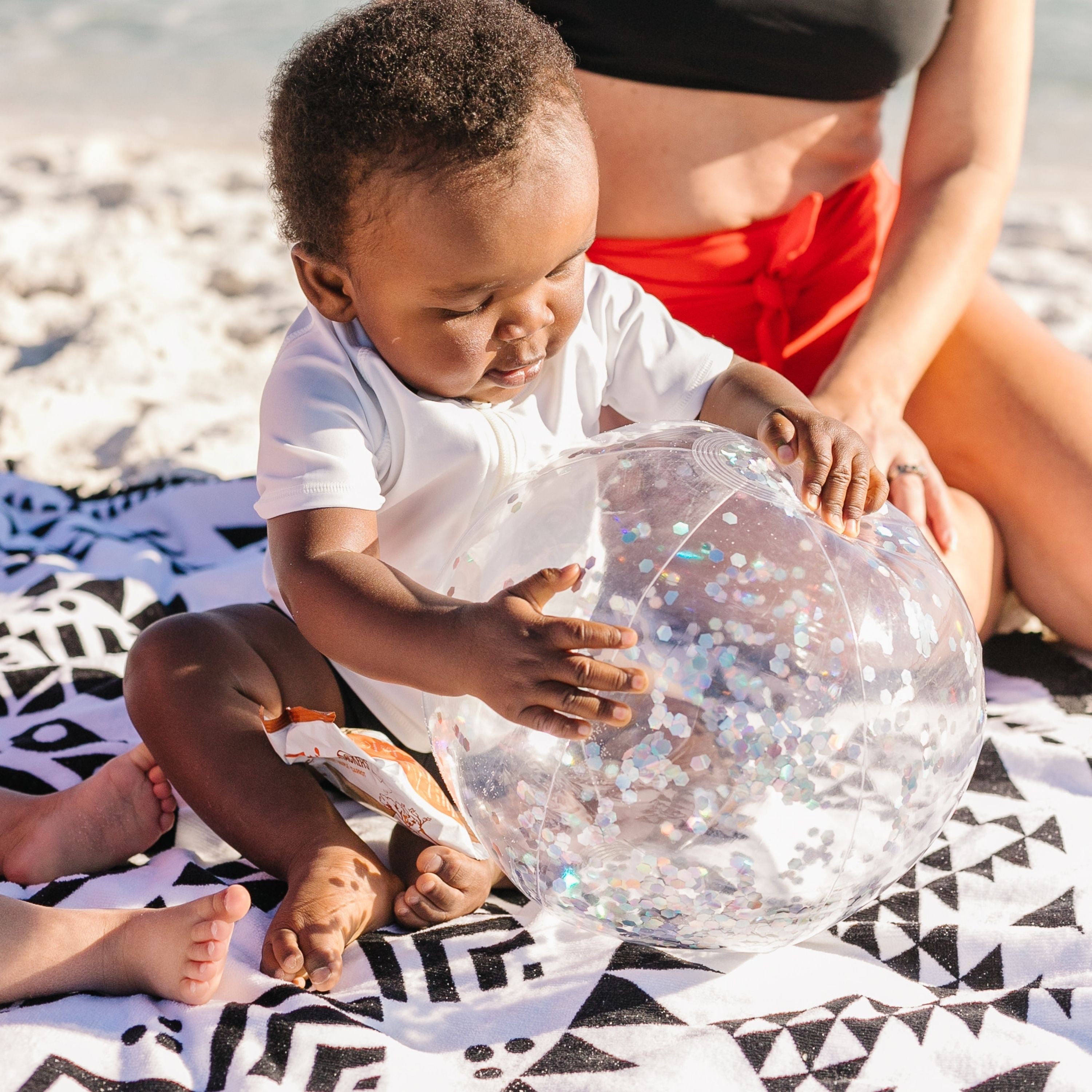 Round Beach Towel - "Black Sand Beach"-1 Size-Black Sand Beach-SwimZip UPF 50+ Sun Protective Swimwear & UV Zipper Rash Guards-pos5