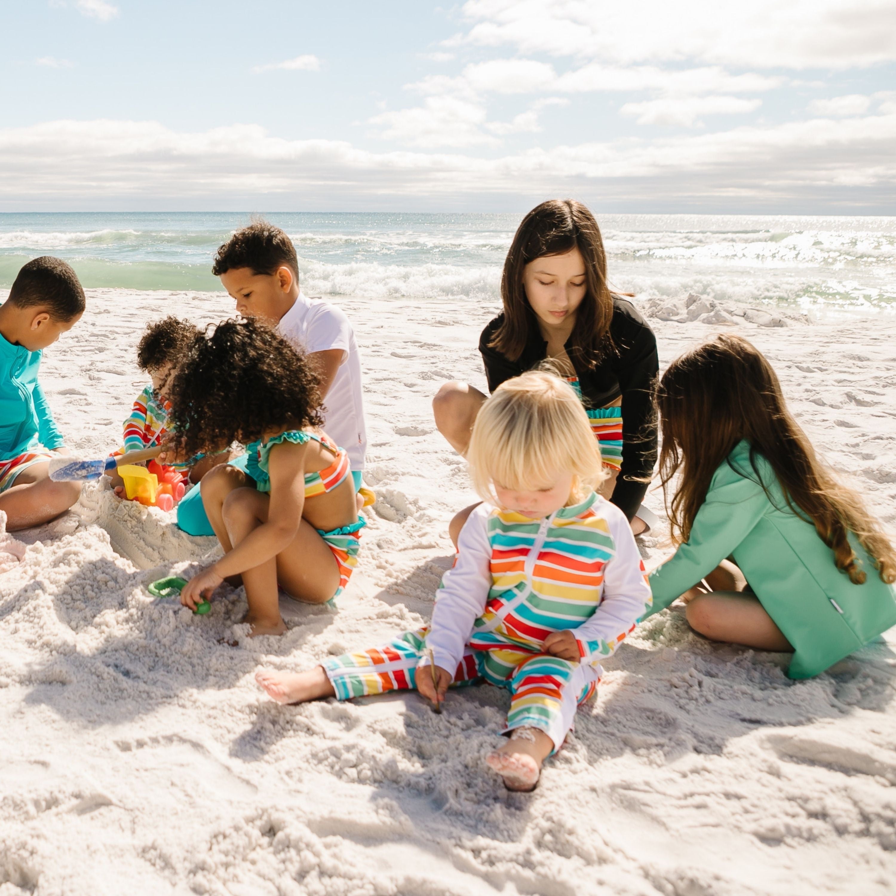 Kids UPF 50+ Long Sleeve Zipper Rash Guard Swim Shirt | "Light Jade"-SwimZip UPF 50+ Sun Protective Swimwear & UV Zipper Rash Guards-pos13