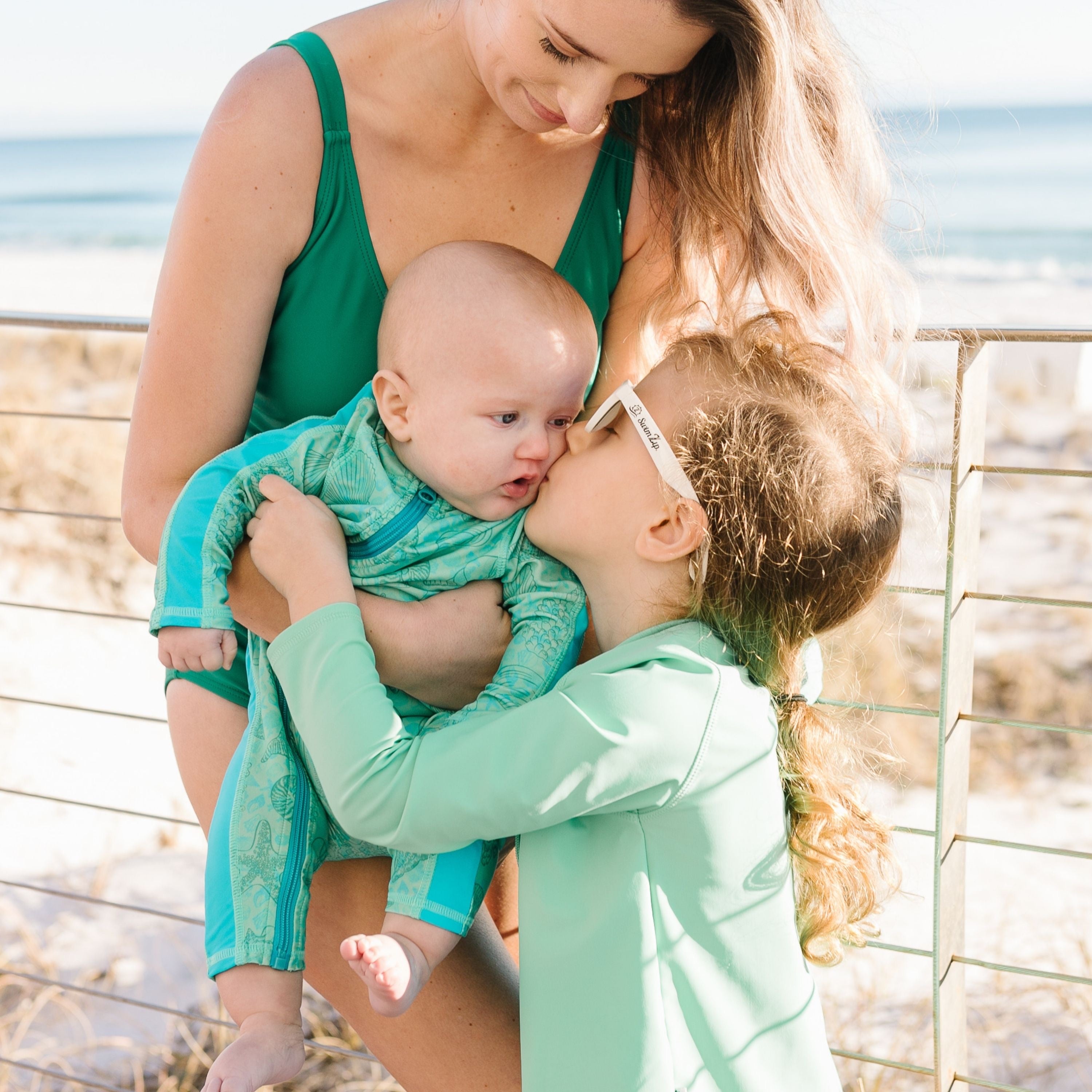 Kids UPF 50+ Long Sleeve Zipper Rash Guard Swim Shirt | "Light Jade"-SwimZip UPF 50+ Sun Protective Swimwear & UV Zipper Rash Guards-pos16