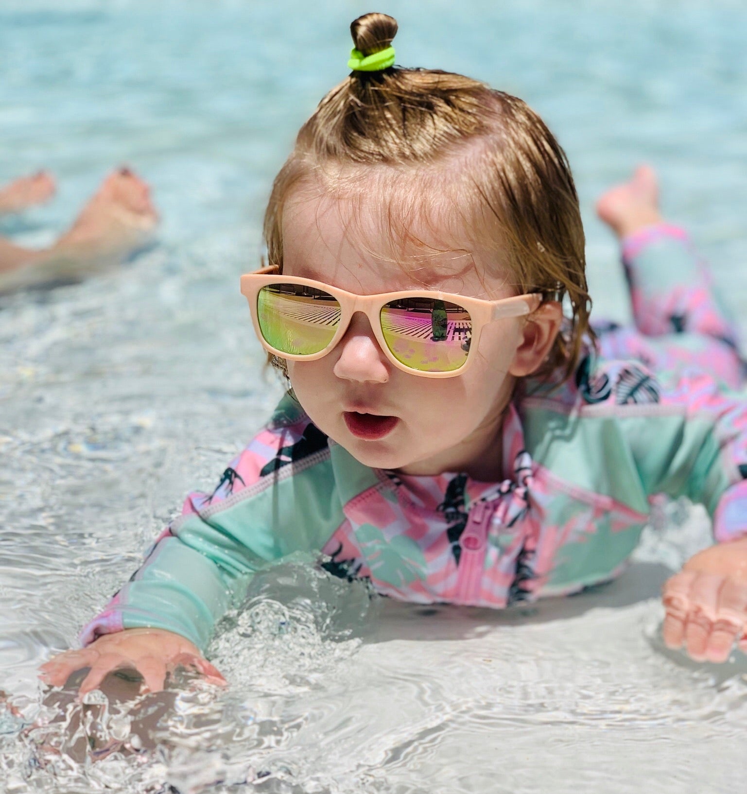 Sunsuit - Long Sleeve Romper Swimsuit | "Palm Breeze"-SwimZip UPF 50+ Sun Protective Swimwear & UV Zipper Rash Guards-pos5