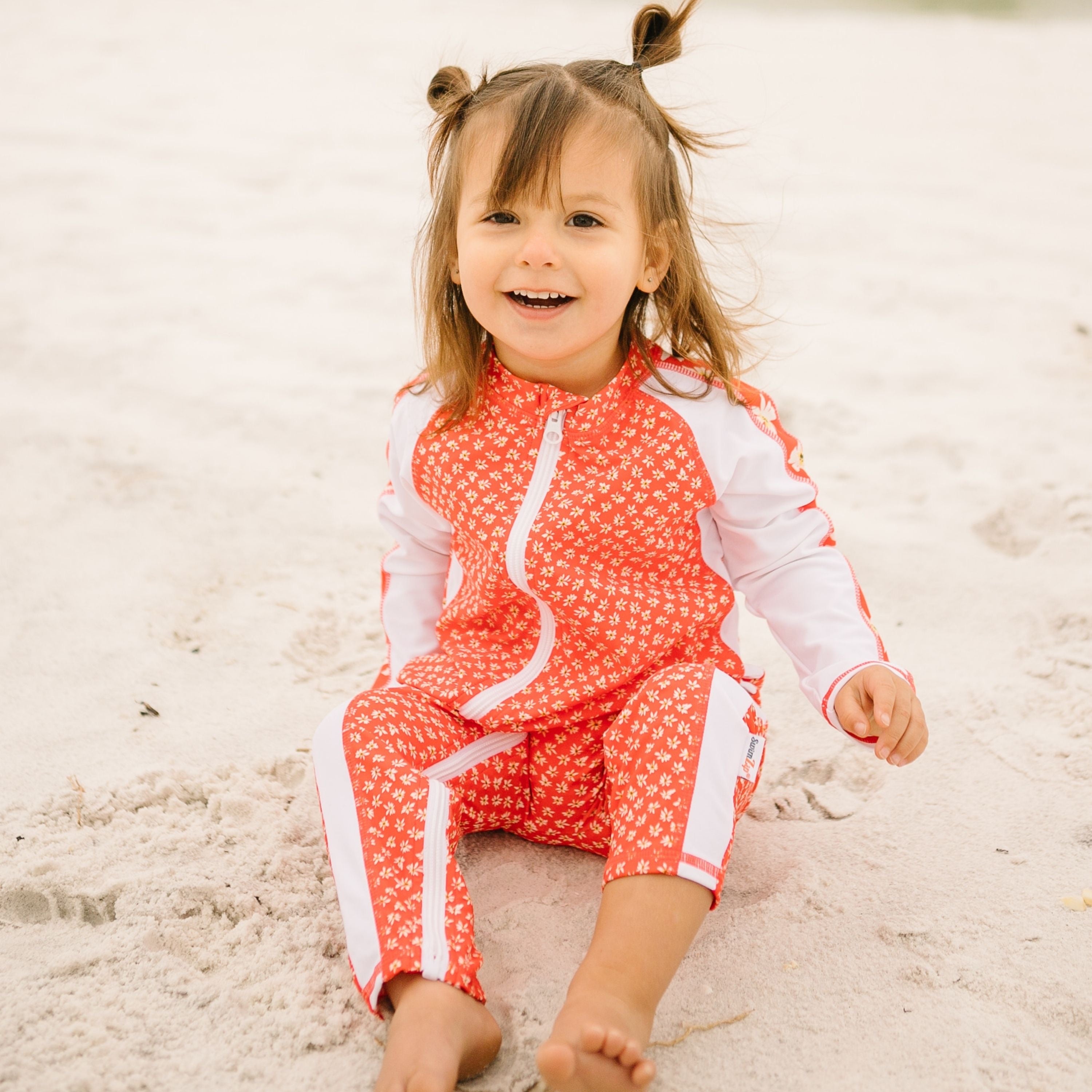 Sunsuit - Long Sleeve Romper Swimsuit | "Daisy"-SwimZip UPF 50+ Sun Protective Swimwear & UV Zipper Rash Guards-pos2