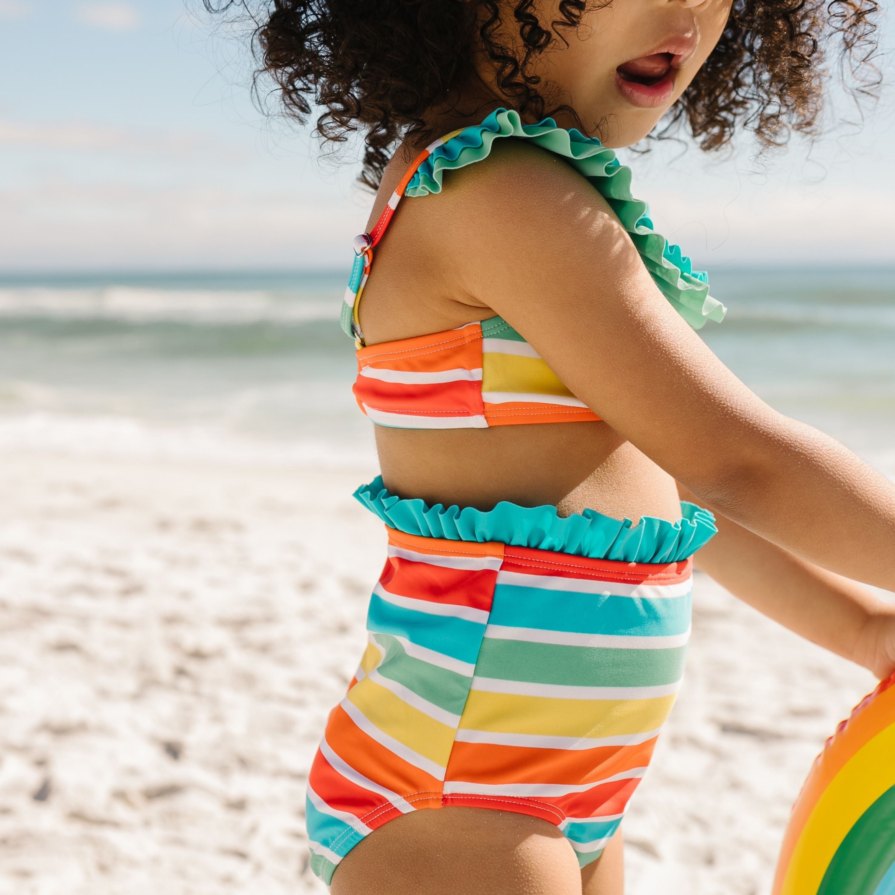 Girls Bikini 2 Piece Ruffle Swimsuit Set - "Rainbow"-SwimZip UPF 50+ Sun Protective Swimwear & UV Zipper Rash Guards-pos7
