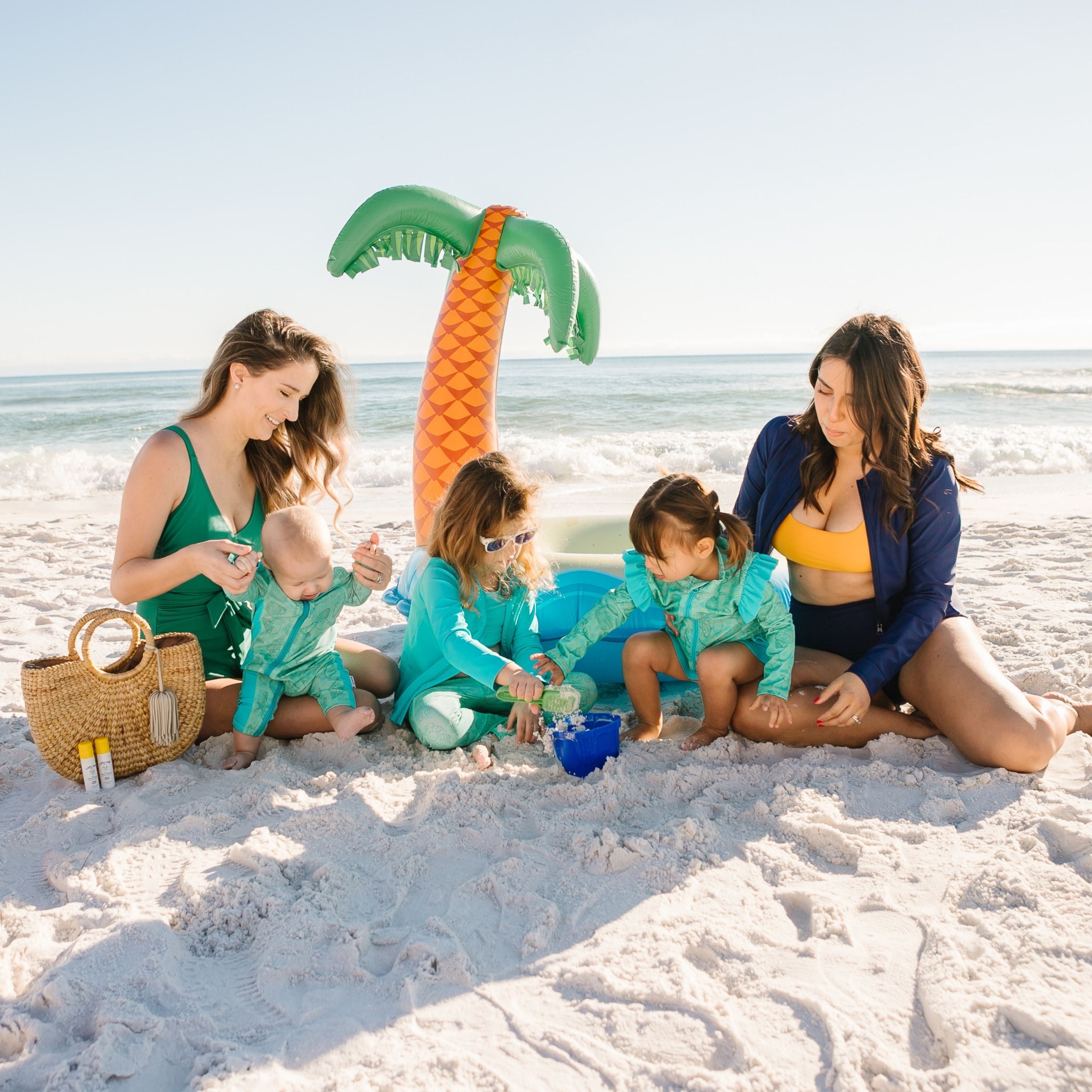 Sunsuit - Long Sleeve Romper Swimsuit | "Seashell"-SwimZip UPF 50+ Sun Protective Swimwear & UV Zipper Rash Guards-pos3