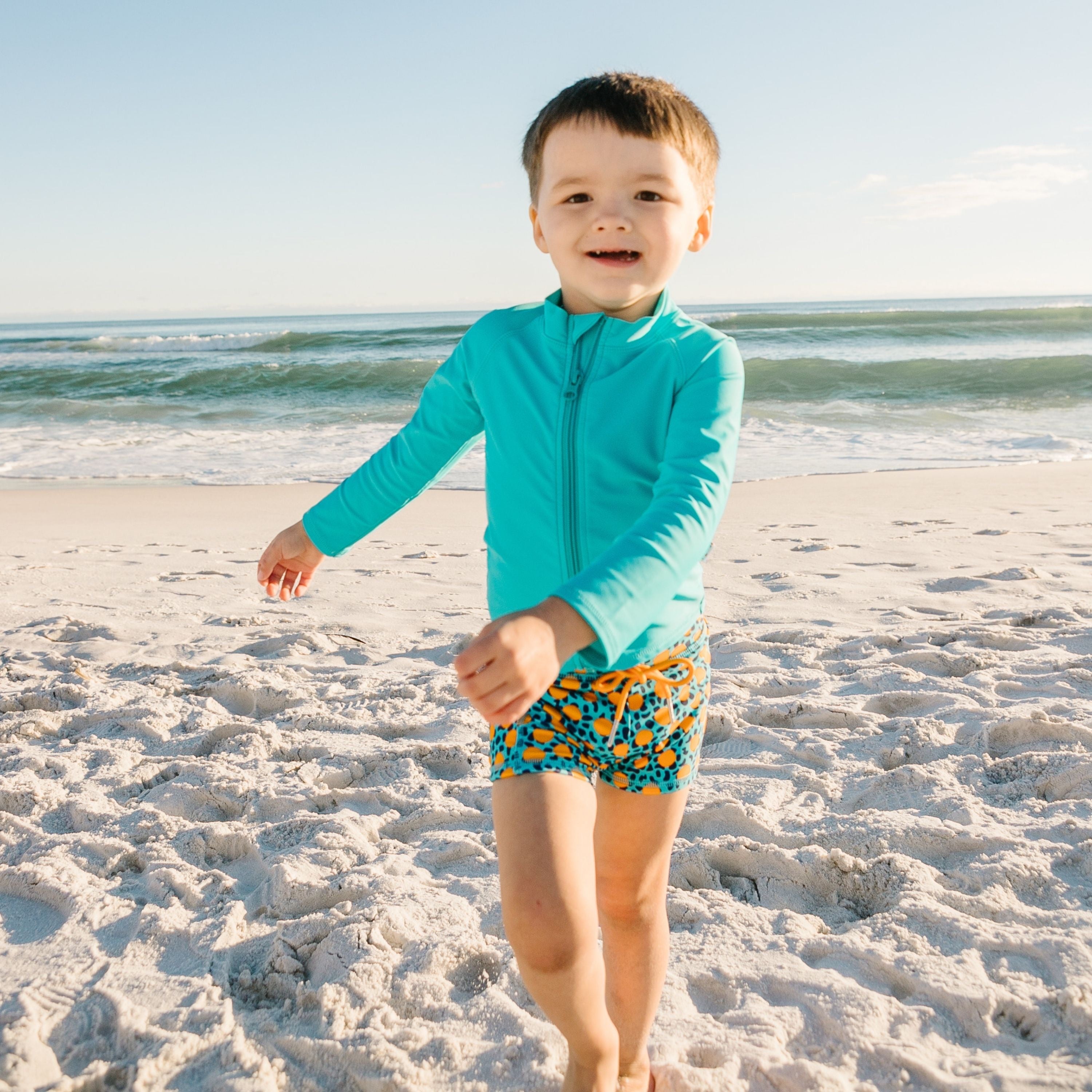Kids Euro Swim Shorties | "Geo Party"-SwimZip UPF 50+ Sun Protective Swimwear & UV Zipper Rash Guards-pos4