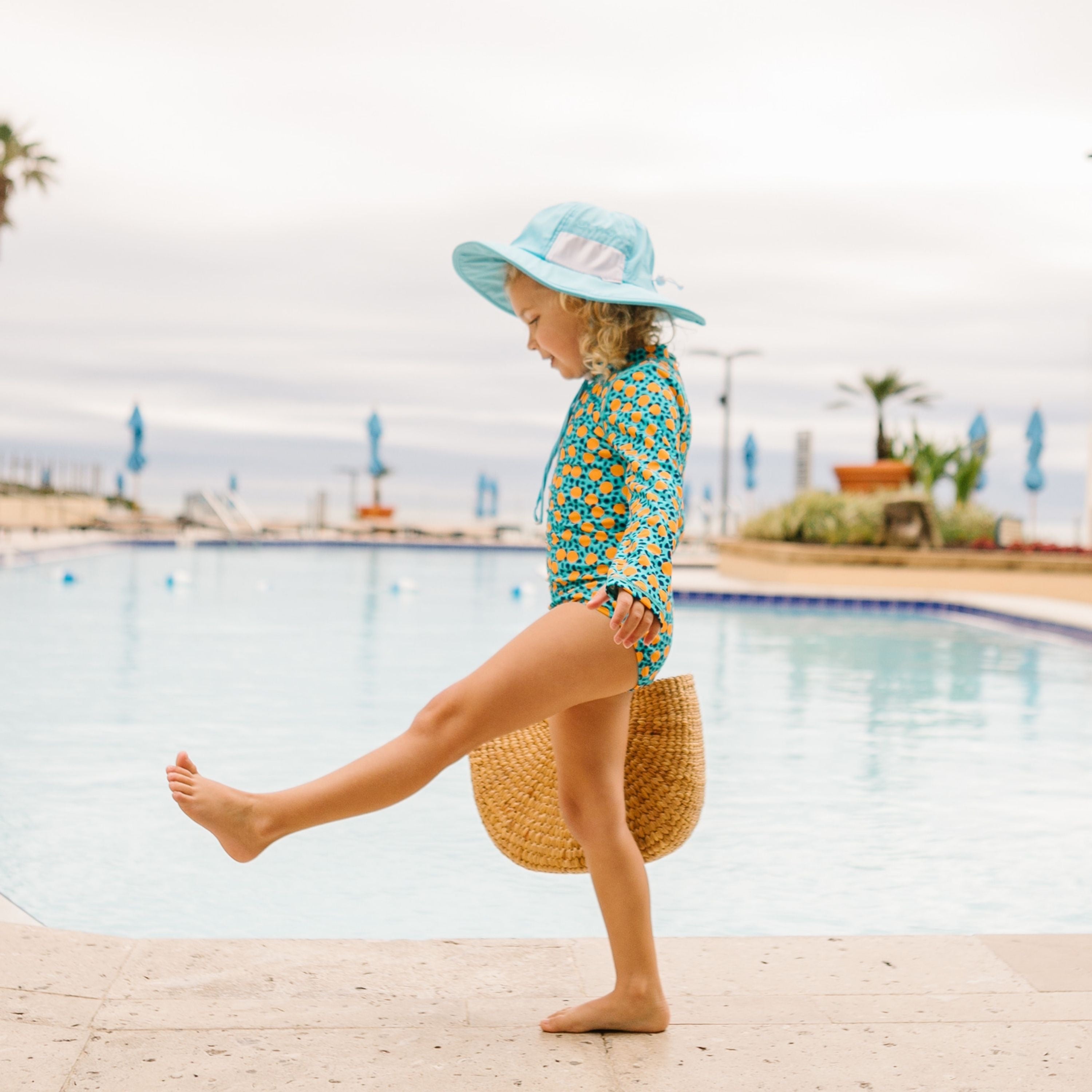 Kids Wide Brim Sun Hat "Fun Sun Day Play Hat" - Aqua-SwimZip UPF 50+ Sun Protective Swimwear & UV Zipper Rash Guards-pos3