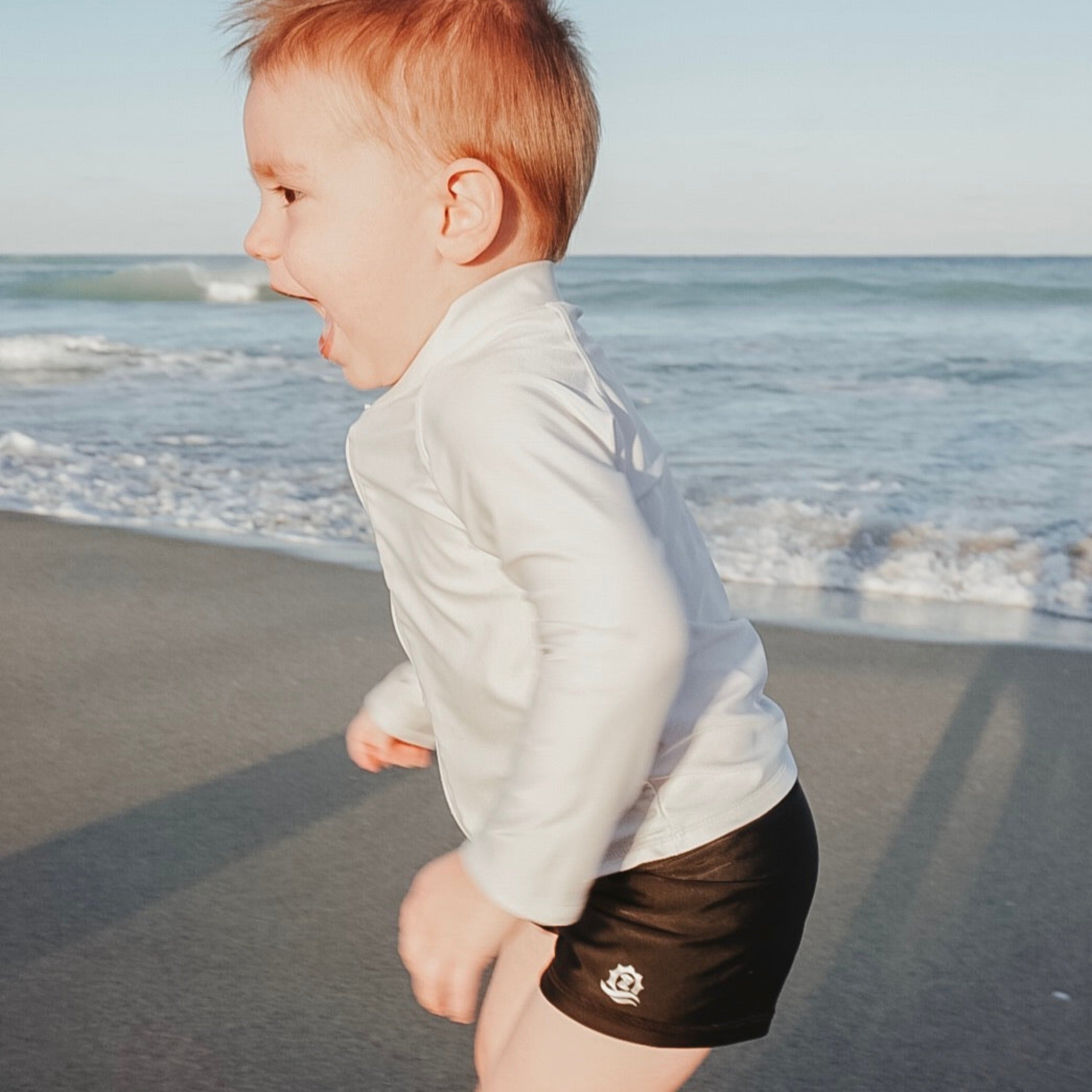 Kids UPF 50+ Long Sleeve Zipper Rash Guard Swim Shirt | "White"-SwimZip UPF 50+ Sun Protective Swimwear & UV Zipper Rash Guards-pos6