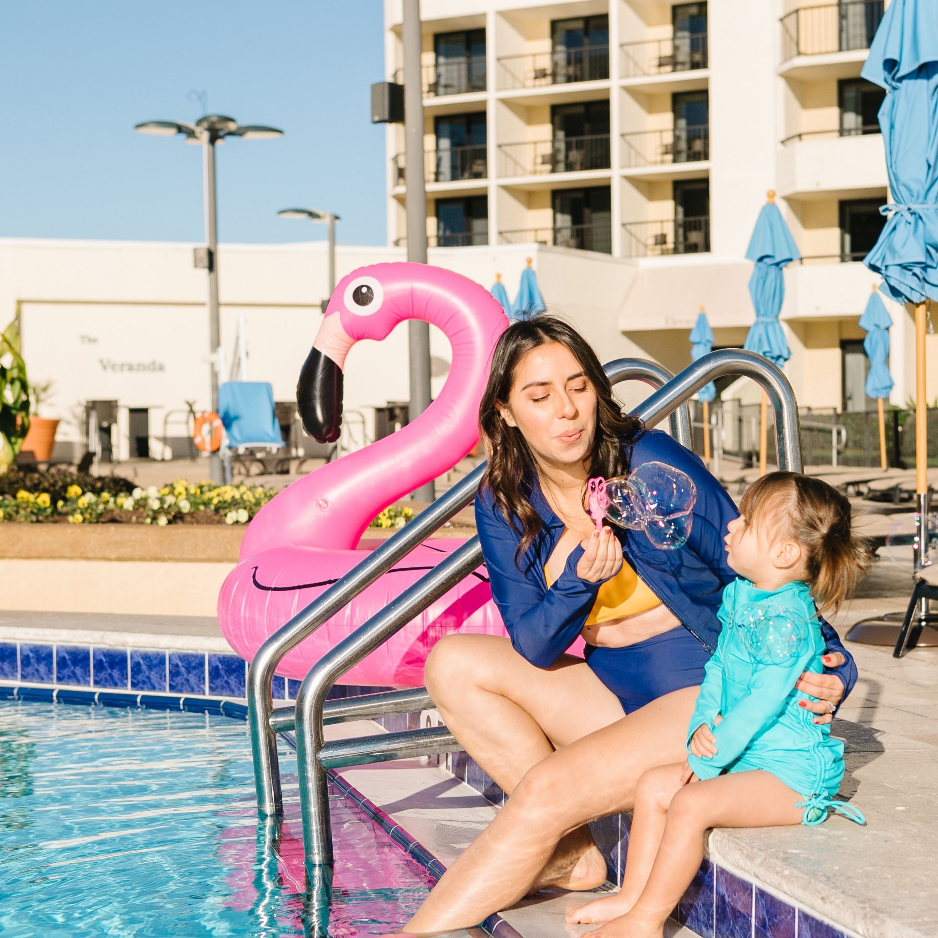 Girls Long Sleeve Swim Dress Cover Up | "Scuba Blue"-SwimZip UPF 50+ Sun Protective Swimwear & UV Zipper Rash Guards-pos14