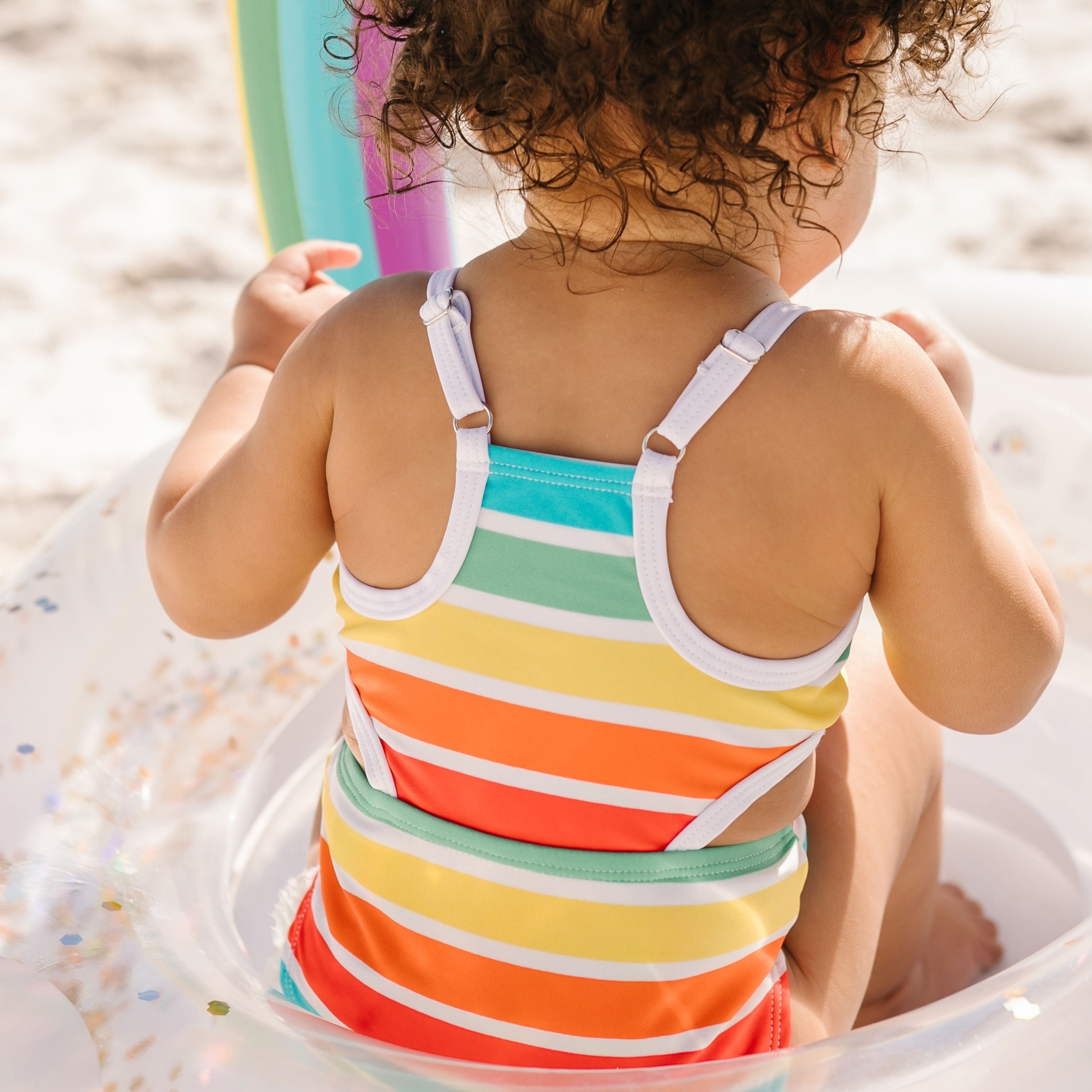 Girls One-Piece Cut Out Swimsuit + Long Sleeve Rash Guard Set (2 Piece) - "Rainbow"-SwimZip UPF 50+ Sun Protective Swimwear & UV Zipper Rash Guards-pos3