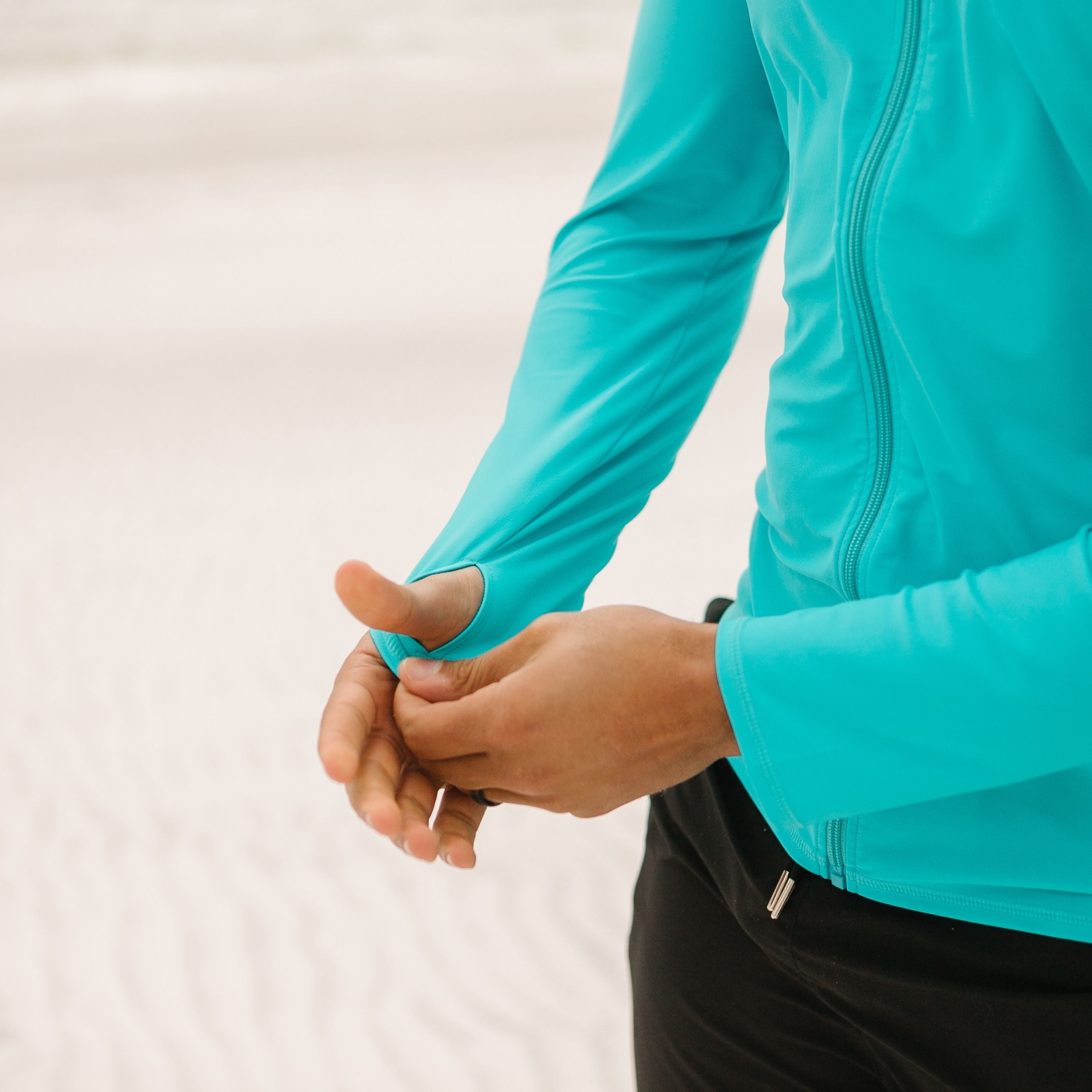 Men's Long Sleeve Rash Guard | "Scuba Blue”-SwimZip UPF 50+ Sun Protective Swimwear & UV Zipper Rash Guards-pos5