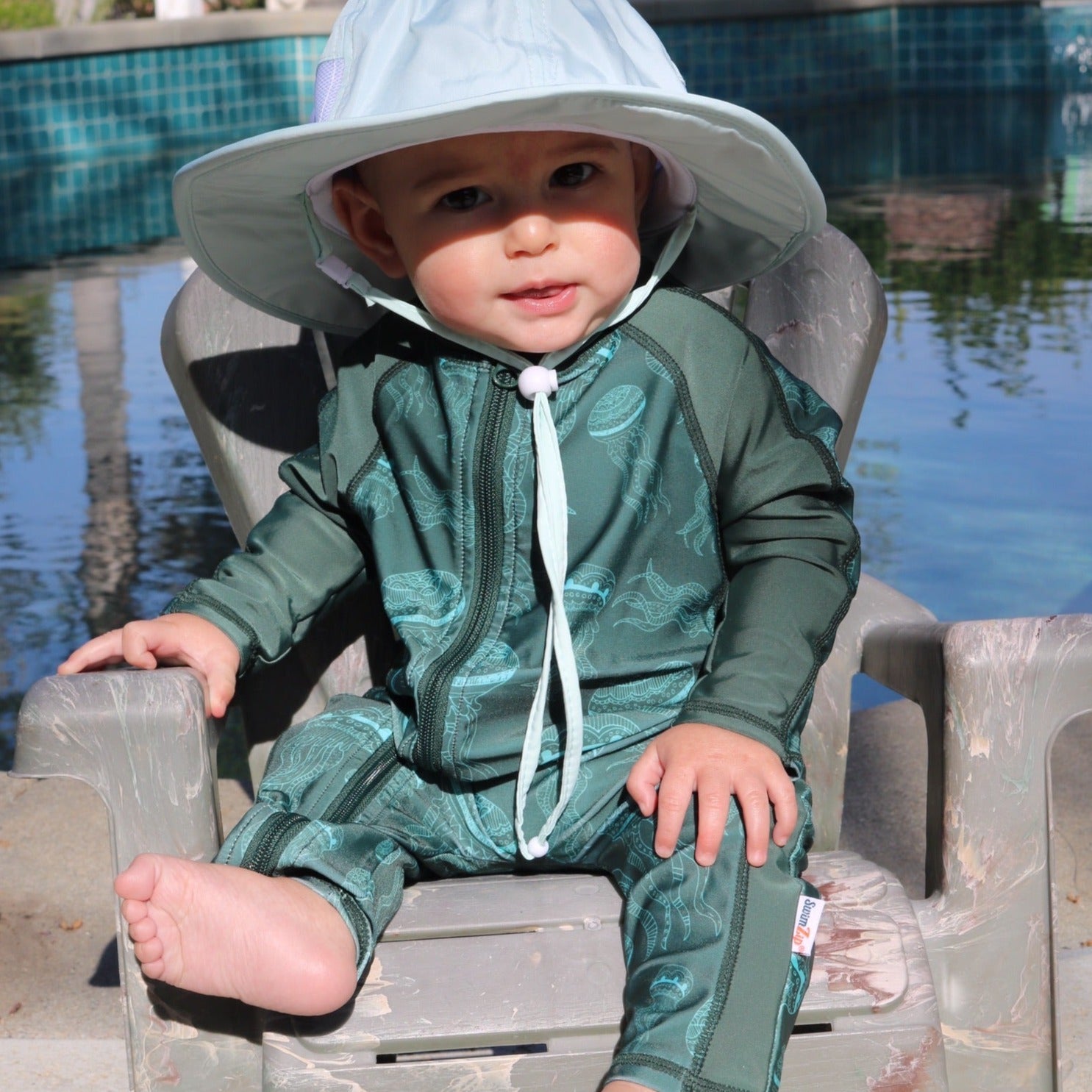 Sunsuit - Long Sleeve Romper Swimsuit | "Jelly Jellyfish"-SwimZip UPF 50+ Sun Protective Swimwear & UV Zipper Rash Guards-pos12