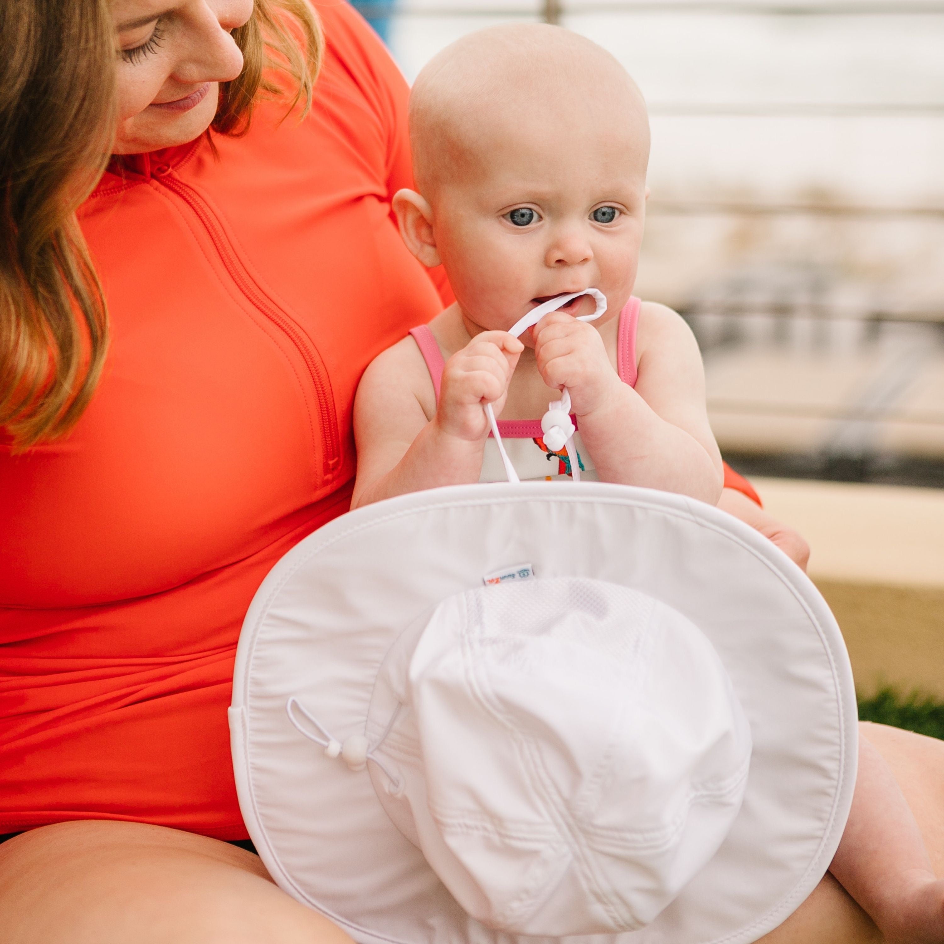 Kids Wide Brim Sun Hat "Fun Sun Day Play Hat" - White-SwimZip UPF 50+ Sun Protective Swimwear & UV Zipper Rash Guards-pos4