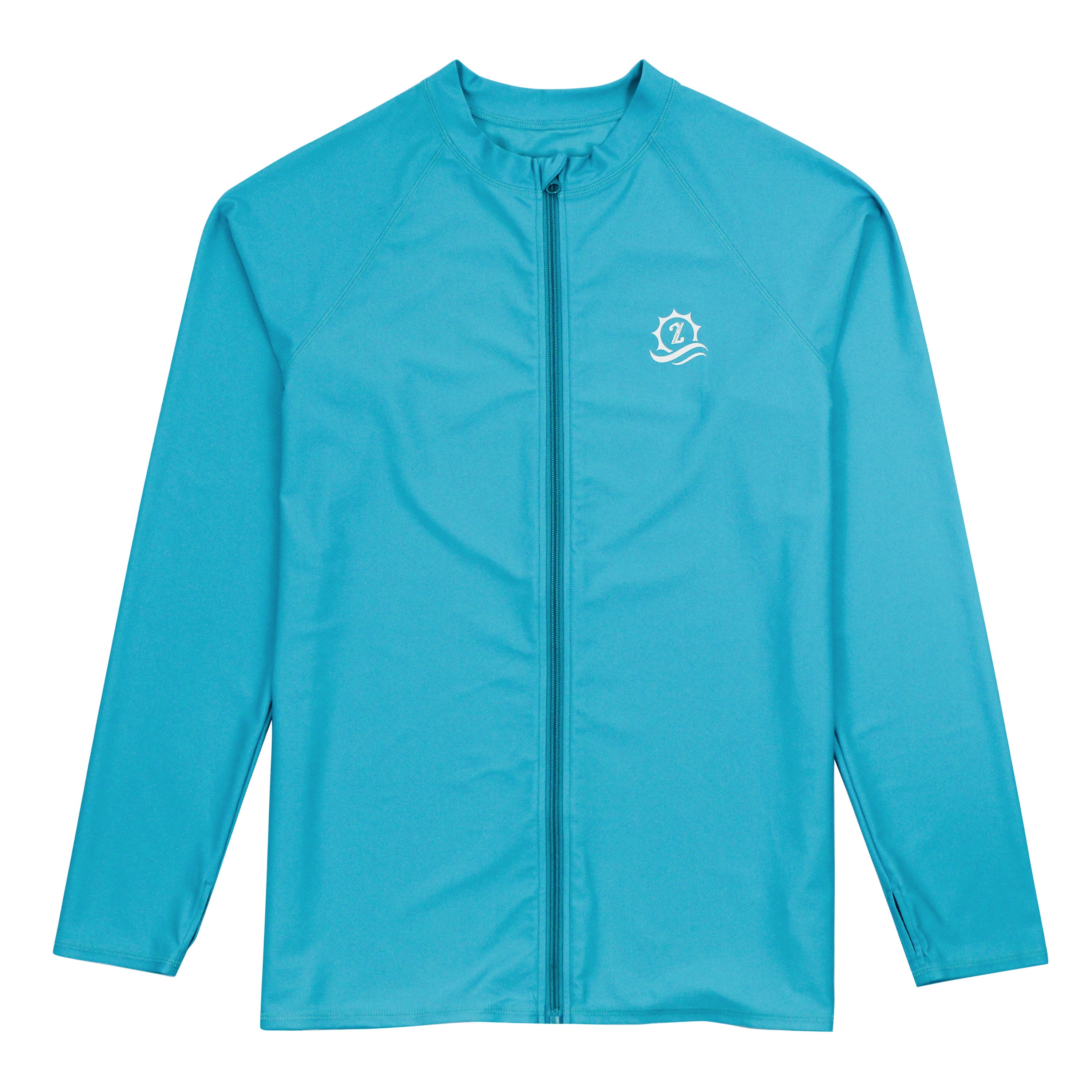 Men's Long Sleeve Rash Guard | "Scuba Blue”-S-Scuba Blue-SwimZip UPF 50+ Sun Protective Swimwear & UV Zipper Rash Guards-pos1