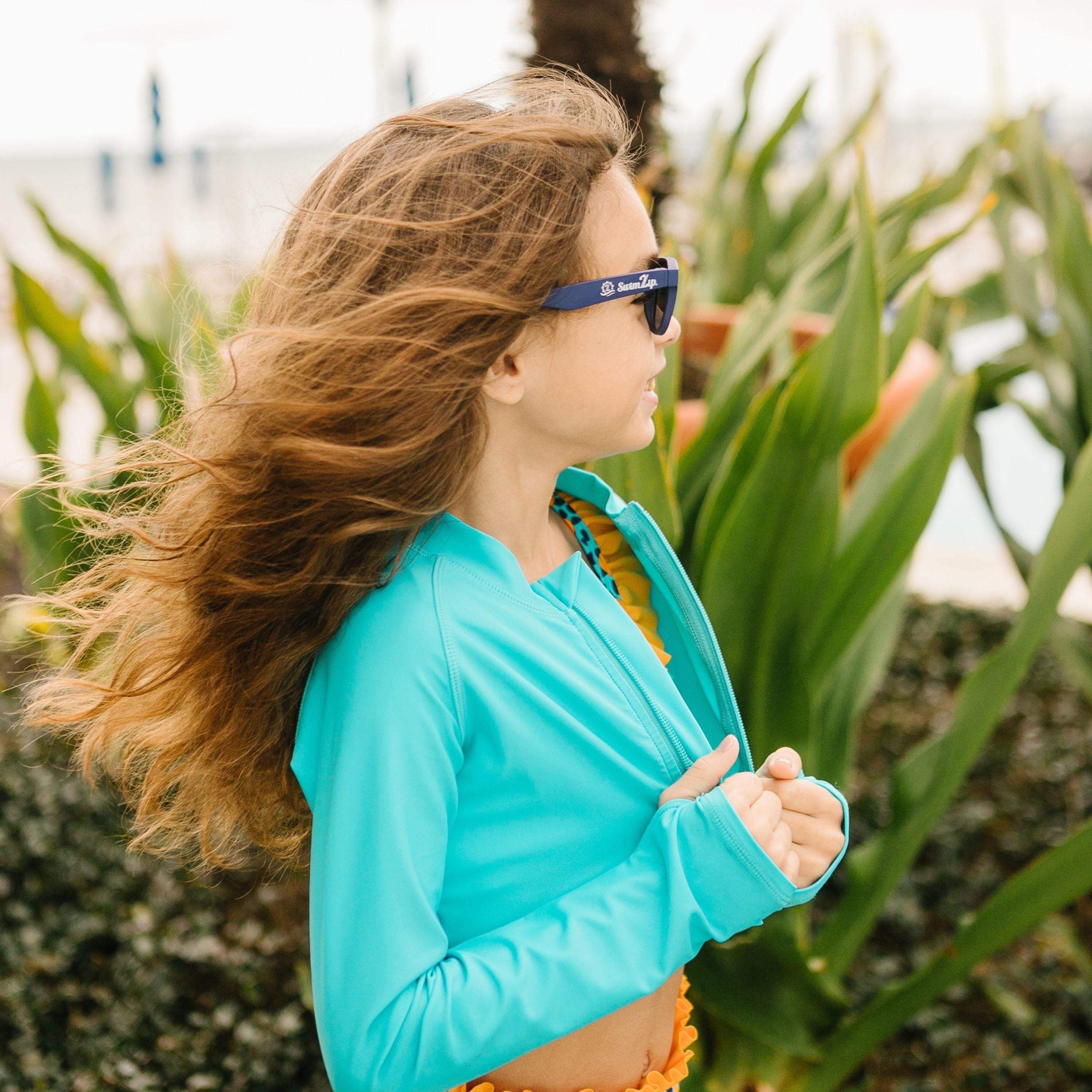 Kids Wayfarer Sunglasses - Navy-SwimZip UPF 50+ Sun Protective Swimwear & UV Zipper Rash Guards-pos12