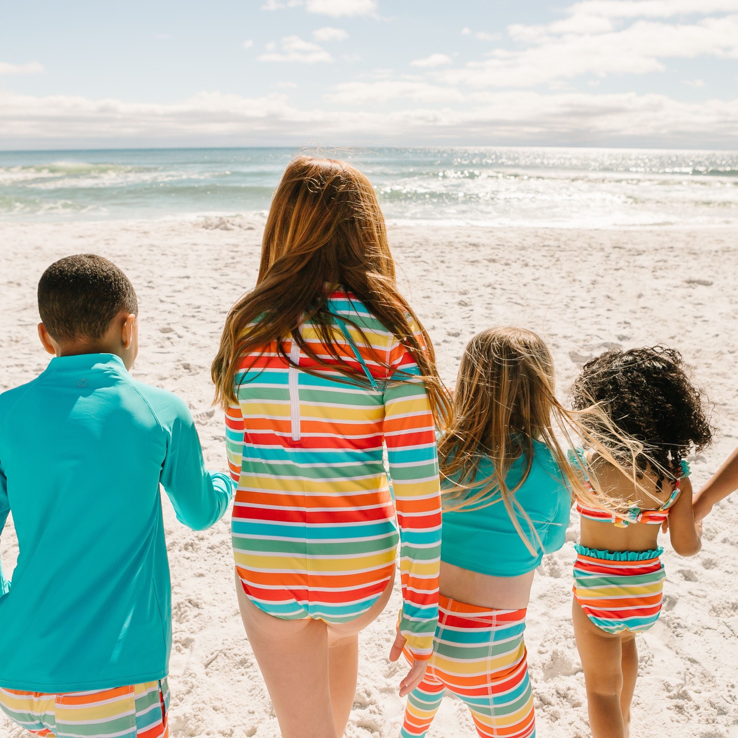 Girls Long Sleeve Surf Suit (One Piece Bodysuit) | "Rainbow"-SwimZip UPF 50+ Sun Protective Swimwear & UV Zipper Rash Guards-pos16