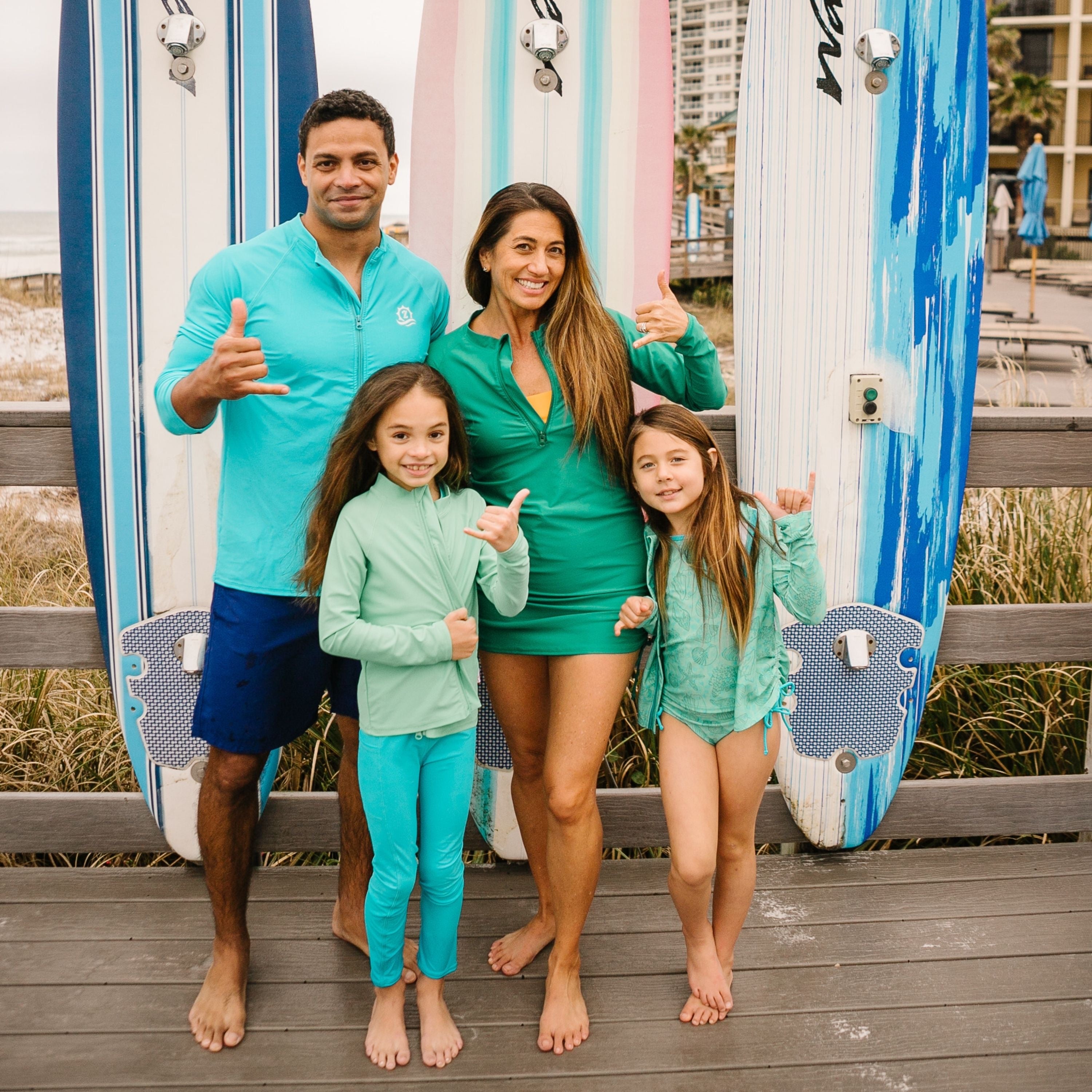 Girls Long Sleeve Rash Guard + Tankini Bikini Set (3 Piece) | "Seashell”-SwimZip UPF 50+ Sun Protective Swimwear & UV Zipper Rash Guards-pos10