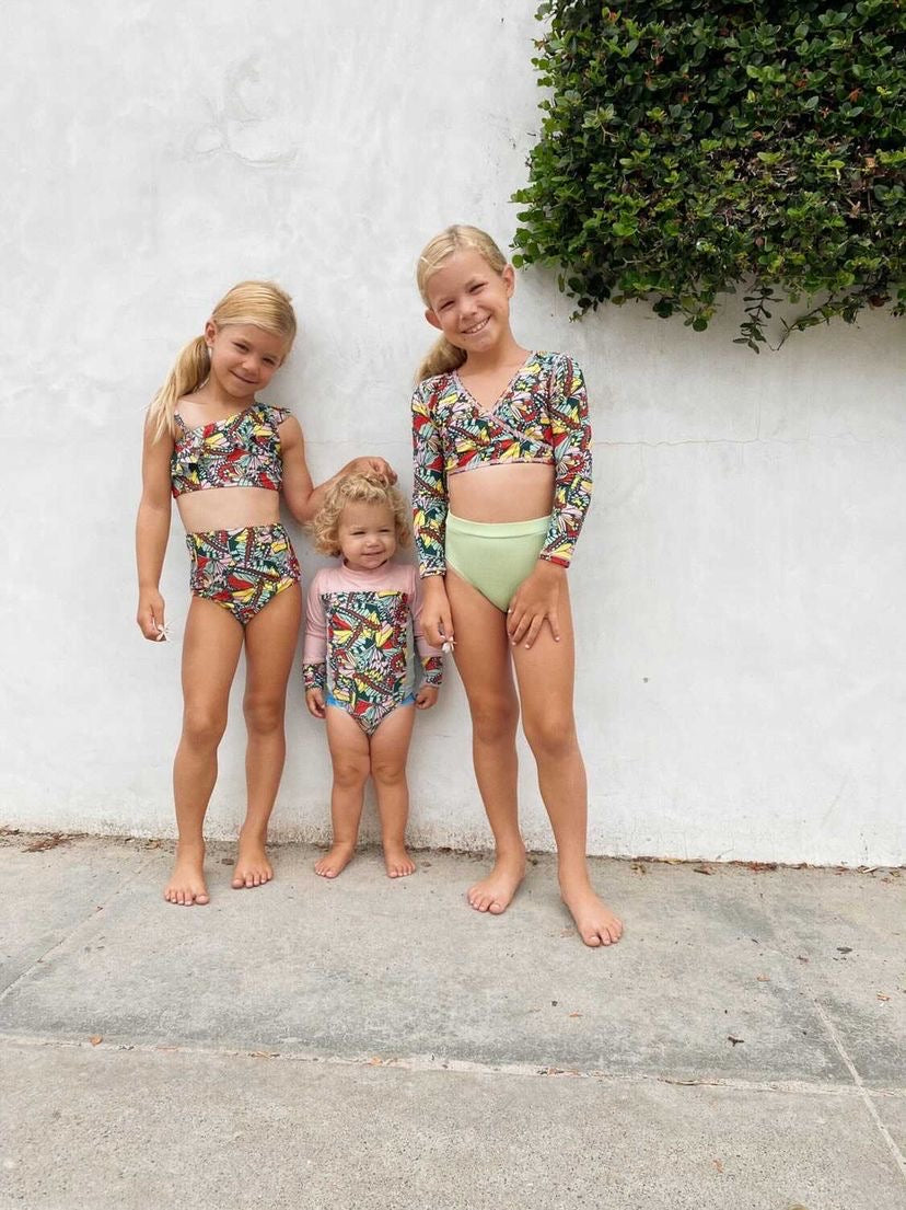Girls Long Sleeve Surf Suit (One Piece Bodysuit) | "Butterfly Love"-SwimZip UPF 50+ Sun Protective Swimwear & UV Zipper Rash Guards-pos8