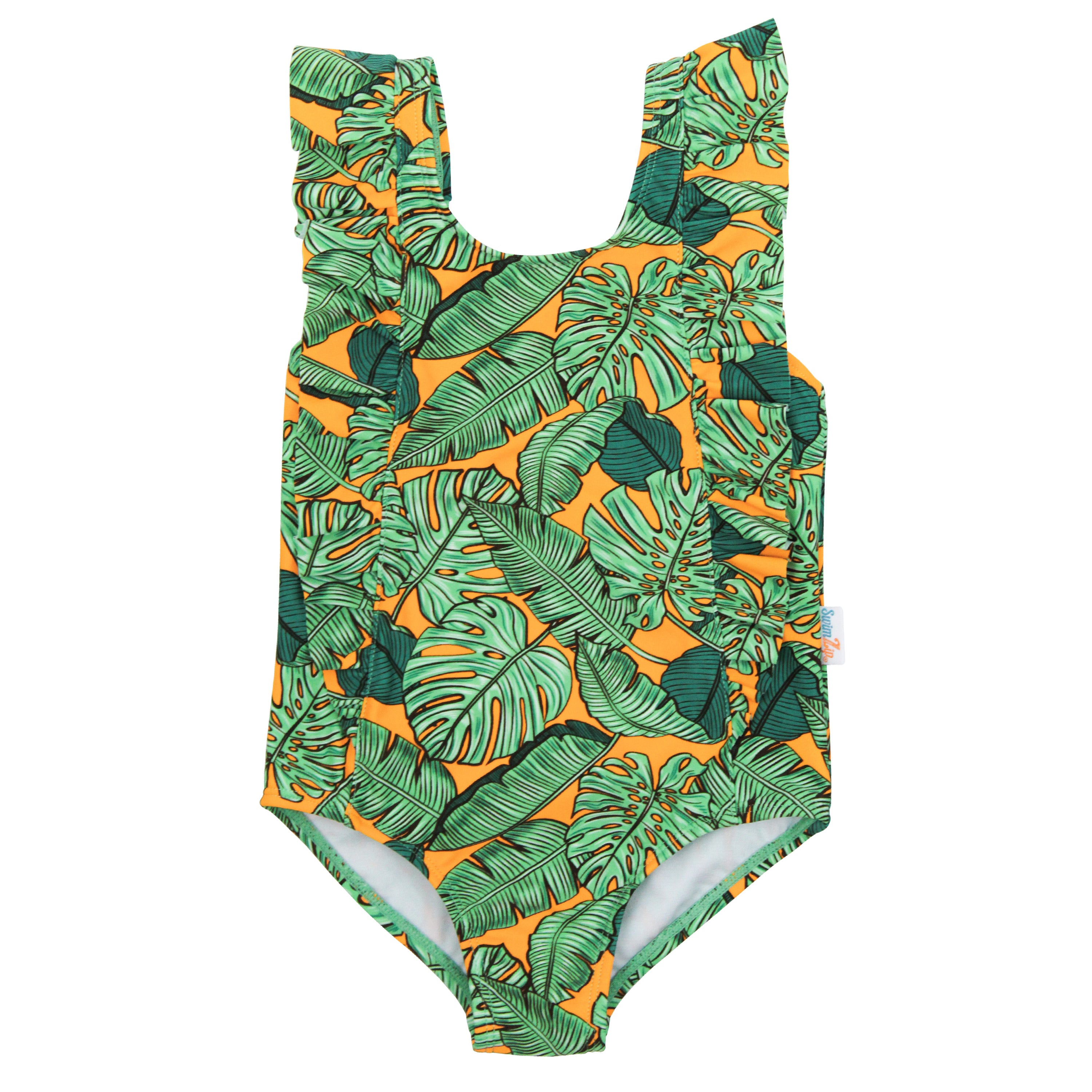 Girls Ruffle One-Piece Swimsuit | "Too Sweet" The Tropics-6-12 Month-The Tropics-SwimZip UPF 50+ Sun Protective Swimwear & UV Zipper Rash Guards-pos1