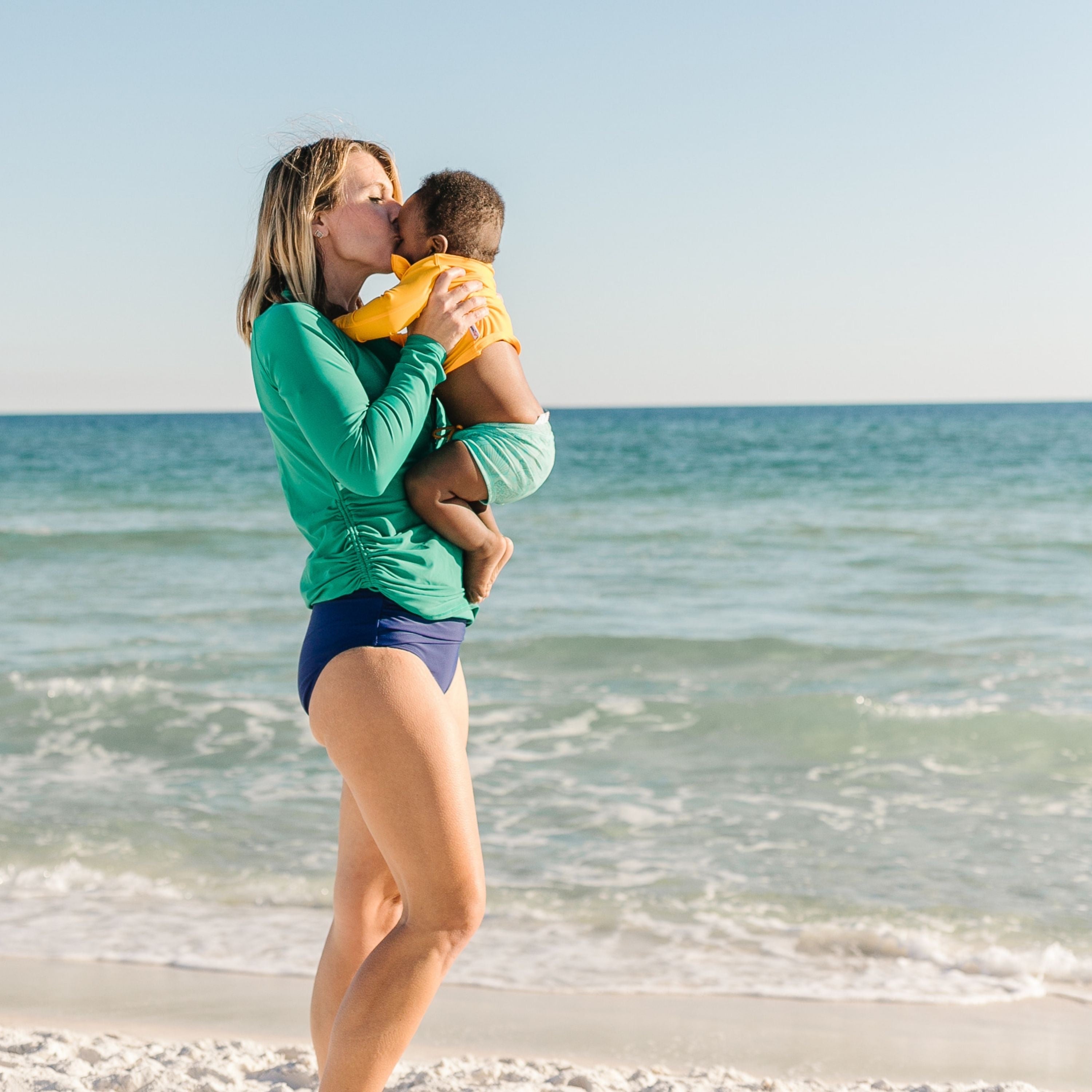 Kids Euro Swim Shorties | "Seashell"-SwimZip UPF 50+ Sun Protective Swimwear & UV Zipper Rash Guards-pos2