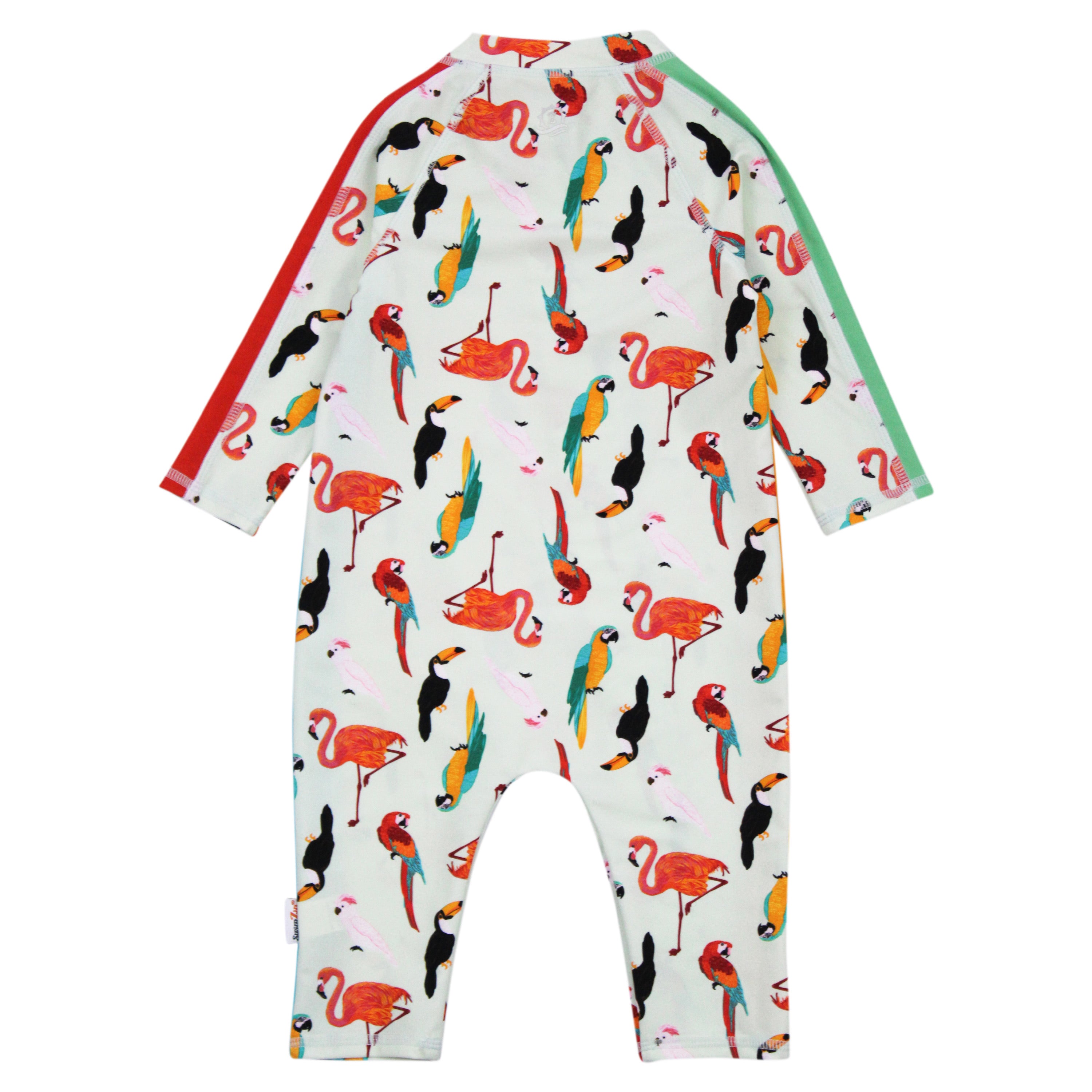 Sunsuit - Long Sleeve Romper Swimsuit | "Tropical Birds"-SwimZip UPF 50+ Sun Protective Swimwear & UV Zipper Rash Guards-pos8
