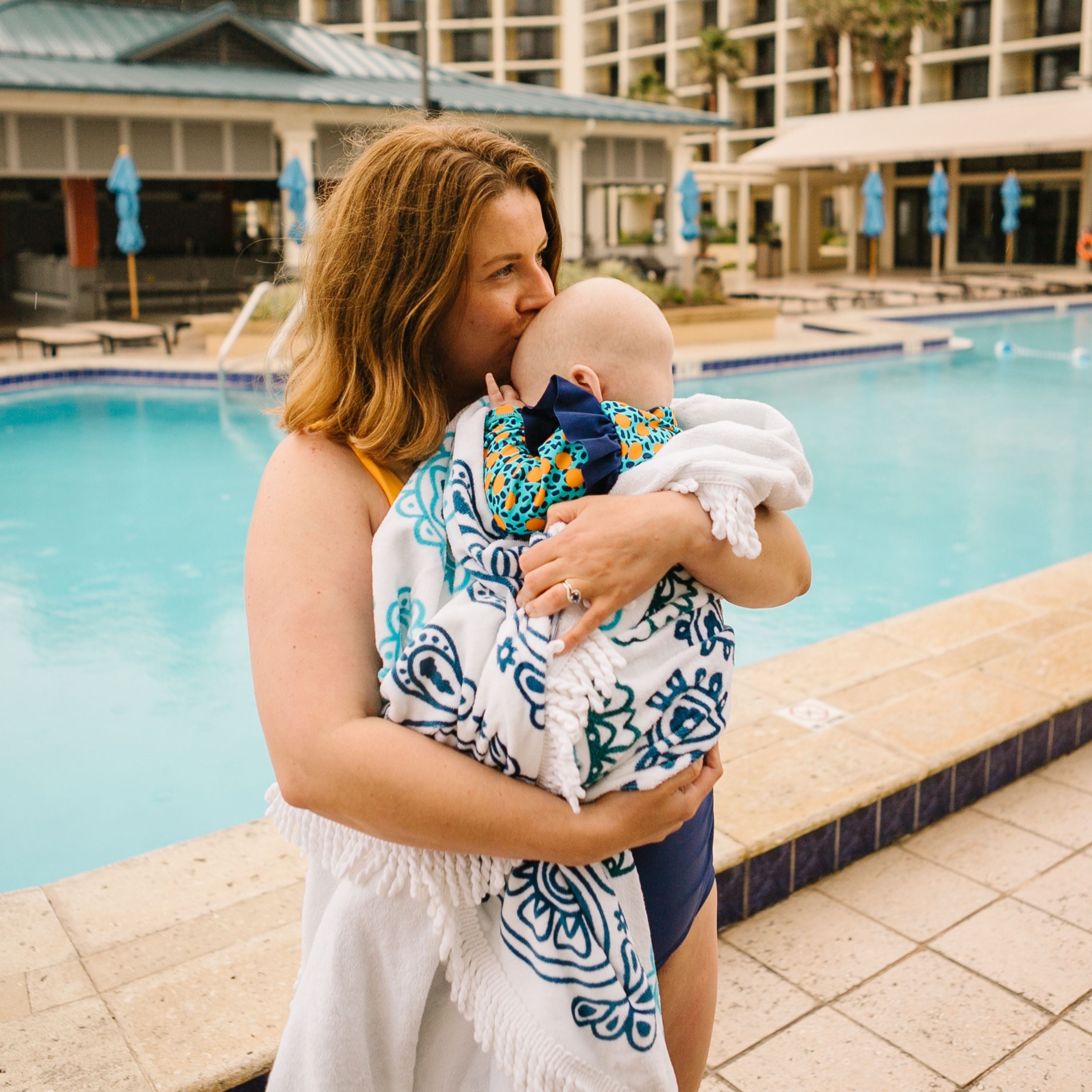 Girls Long Sleeve Rash Guard Ruffle Bottom Swimsuit Set (2 Piece) | "Geo Party"-SwimZip UPF 50+ Sun Protective Swimwear & UV Zipper Rash Guards-pos8