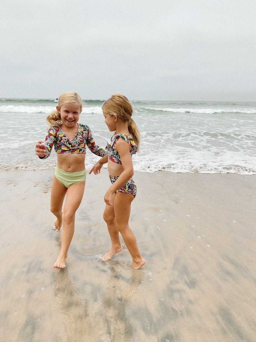 Girls Long Sleeve Swim Wrap Top - "Butterfly Love"-SwimZip UPF 50+ Sun Protective Swimwear & UV Zipper Rash Guards-pos2