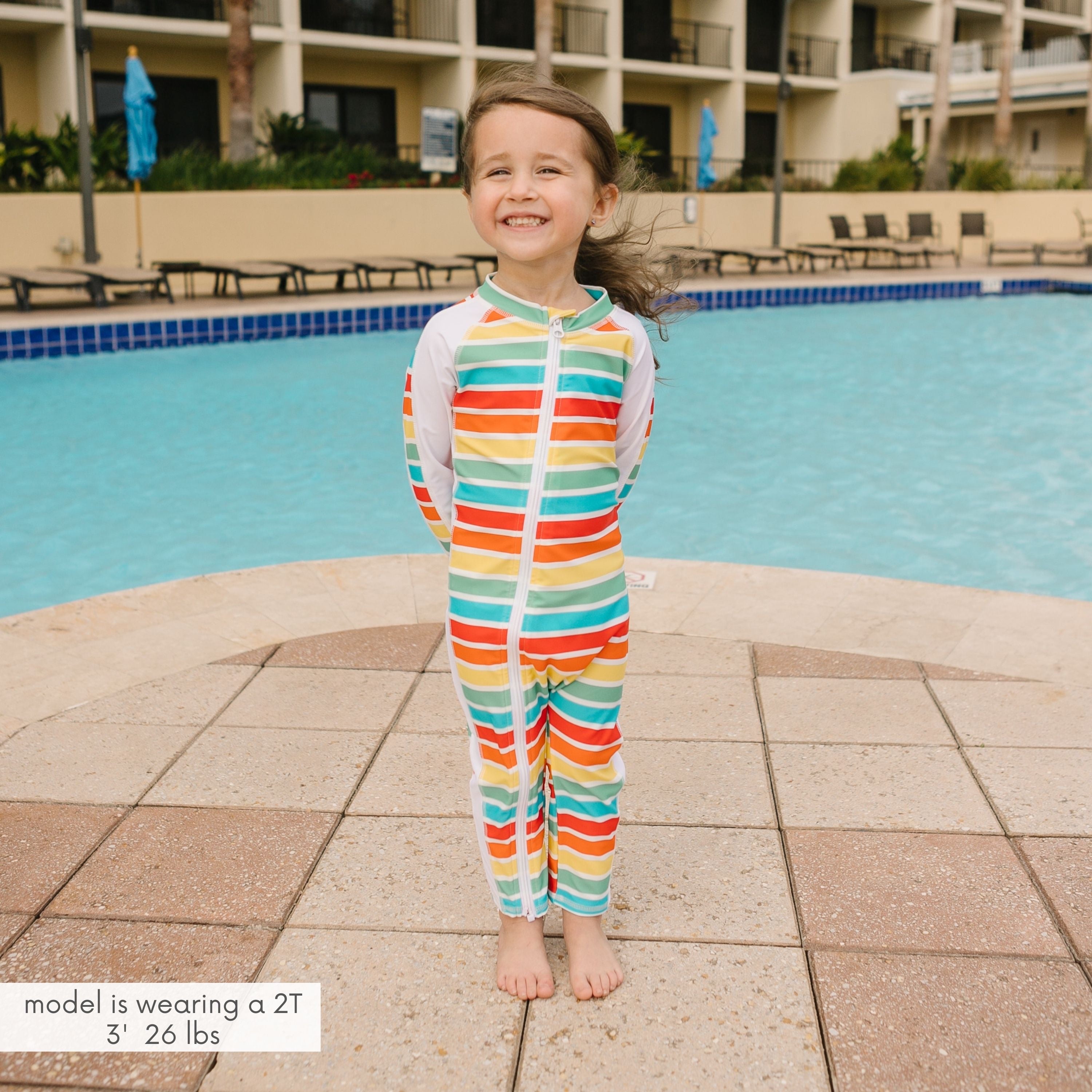 Sunsuit - Long Sleeve Romper Swimsuit | "Rainbow"-SwimZip UPF 50+ Sun Protective Swimwear & UV Zipper Rash Guards-pos3
