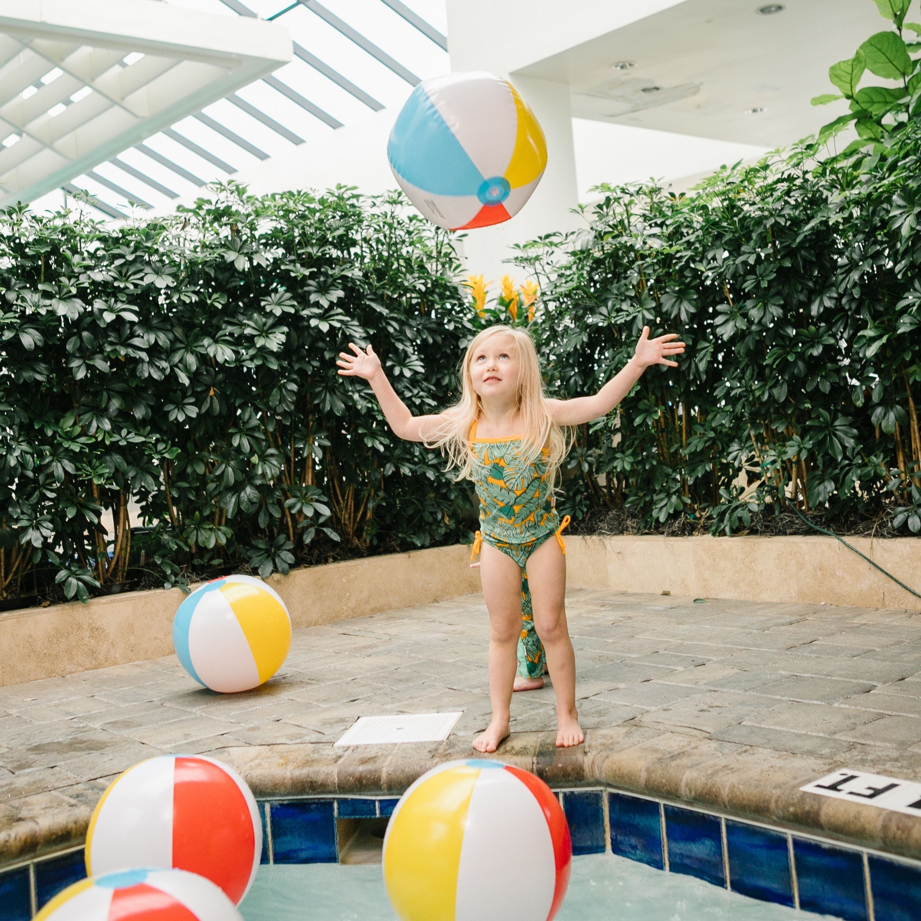 Girls Short Sleeve Rash Guard + Tankini Bikini Set (3 Piece) | "The Tropics”-SwimZip UPF 50+ Sun Protective Swimwear & UV Zipper Rash Guards-pos9