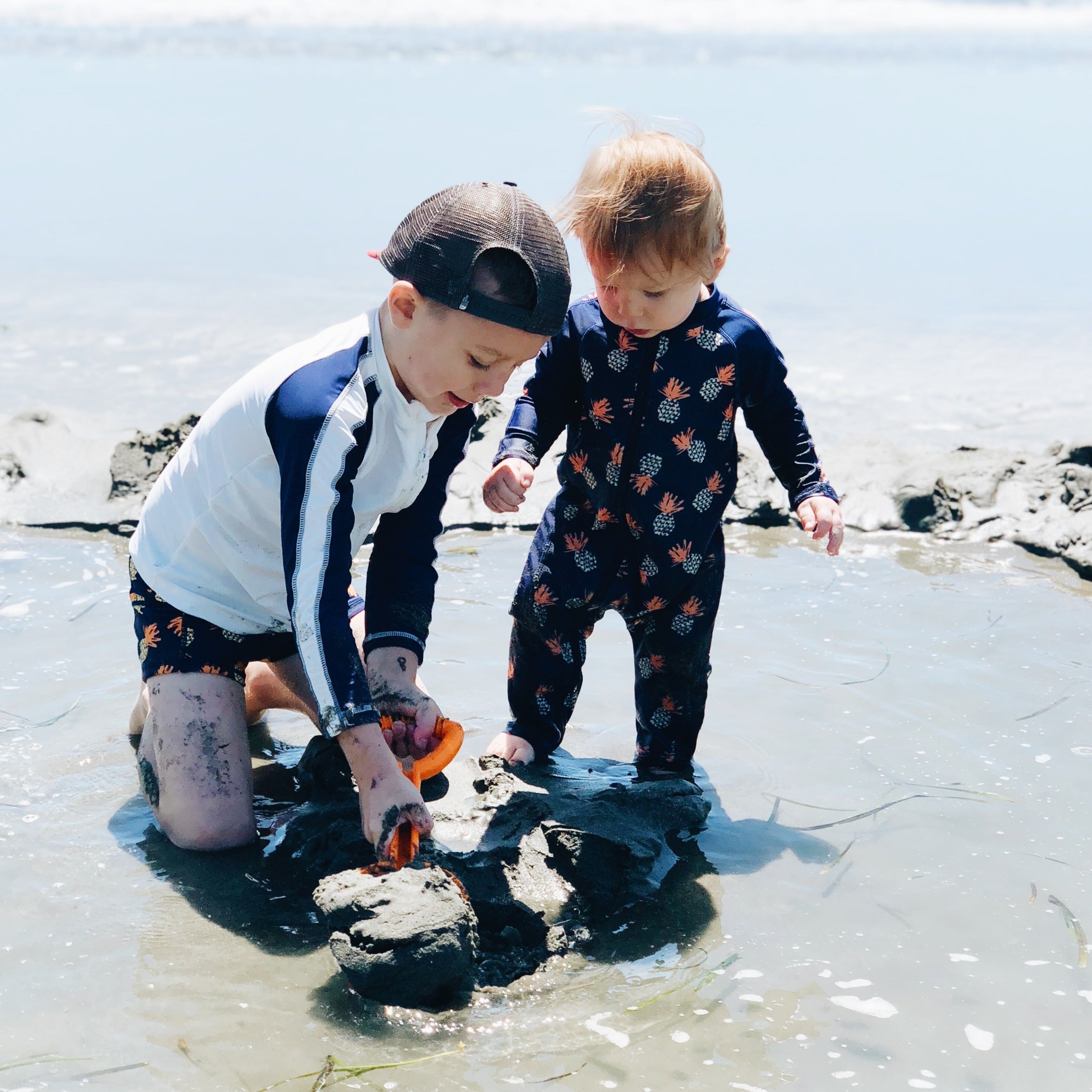 Sunsuit - Long Sleeve Romper Swimsuit | "Pineapple Dreams"-SwimZip UPF 50+ Sun Protective Swimwear & UV Zipper Rash Guards-pos3