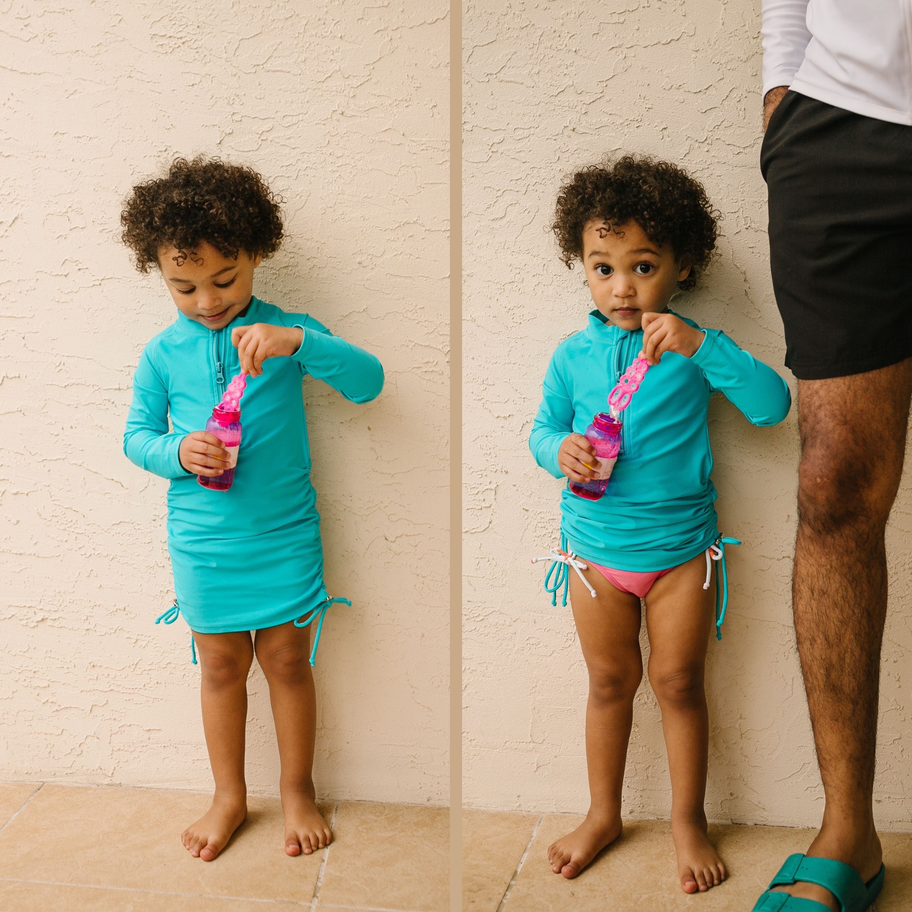 Girls Long Sleeve Swim Dress Cover Up | "Scuba Blue"-SwimZip UPF 50+ Sun Protective Swimwear & UV Zipper Rash Guards-pos7