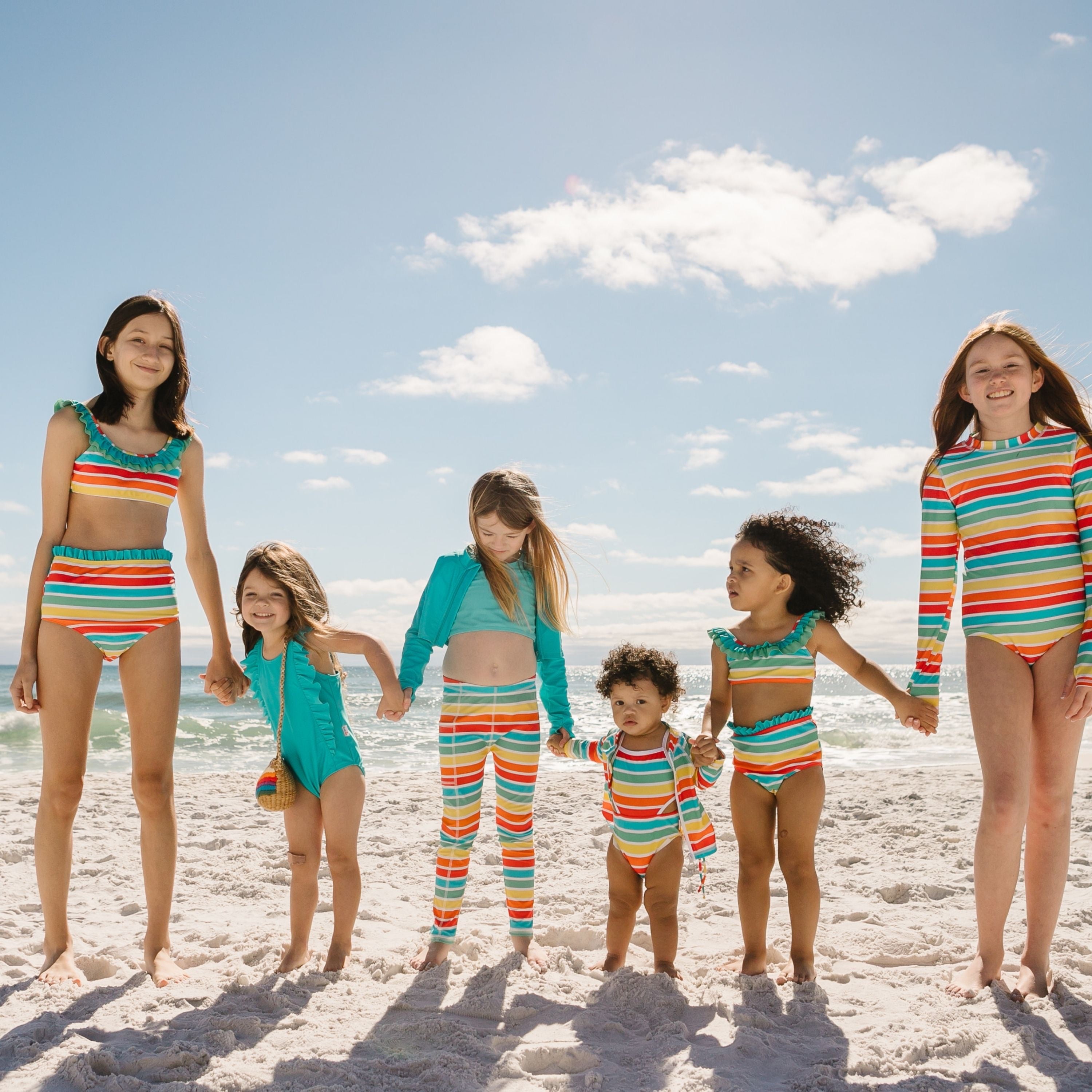 Girls Long Sleeve Surf Suit (One Piece Bodysuit) | "Rainbow"-SwimZip UPF 50+ Sun Protective Swimwear & UV Zipper Rash Guards-pos9