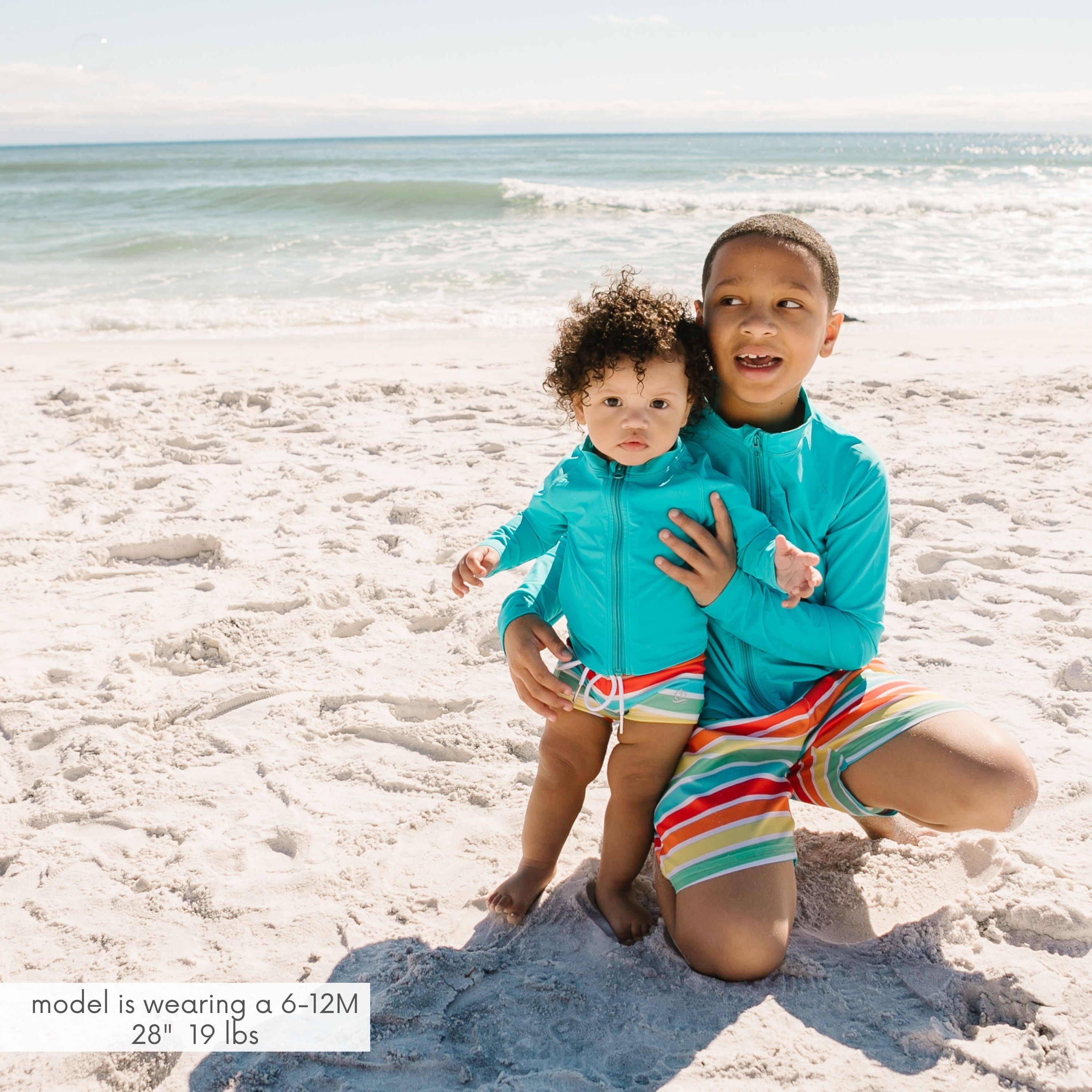 Kids Euro Swim Shorties | "Rainbow"-SwimZip UPF 50+ Sun Protective Swimwear & UV Zipper Rash Guards-pos2