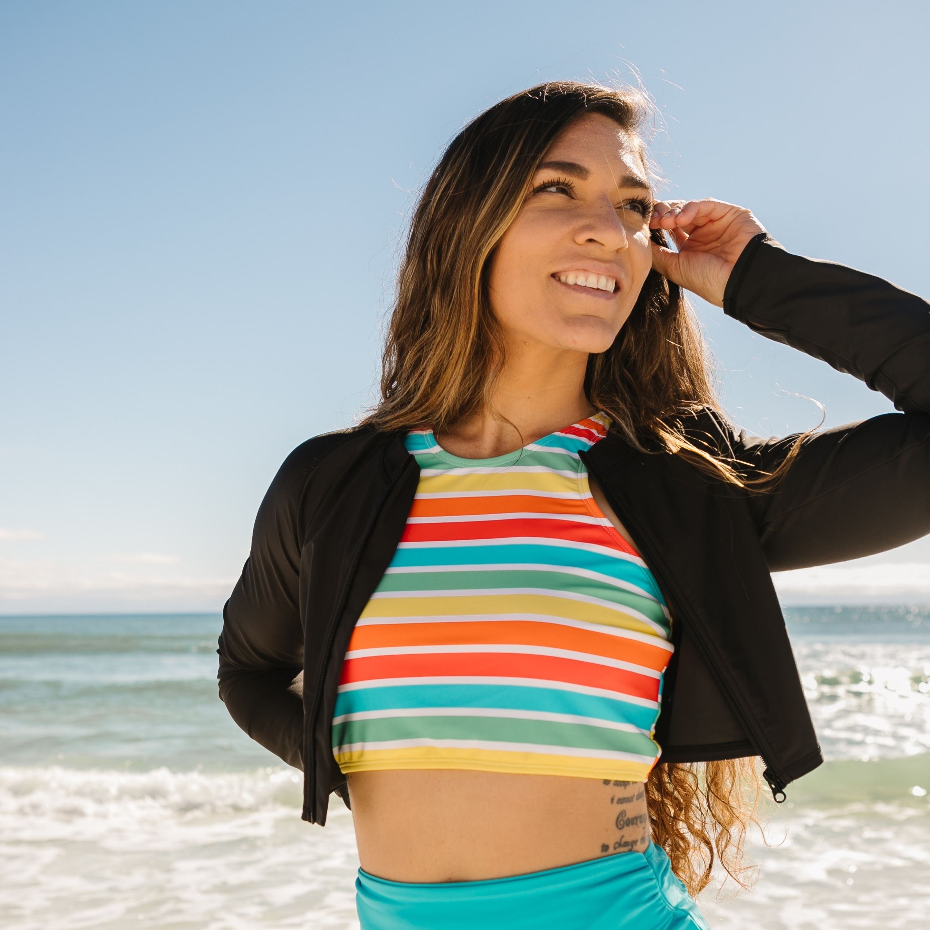 Women's Halter Bikini Top | "Rainbow"-SwimZip UPF 50+ Sun Protective Swimwear & UV Zipper Rash Guards-pos9